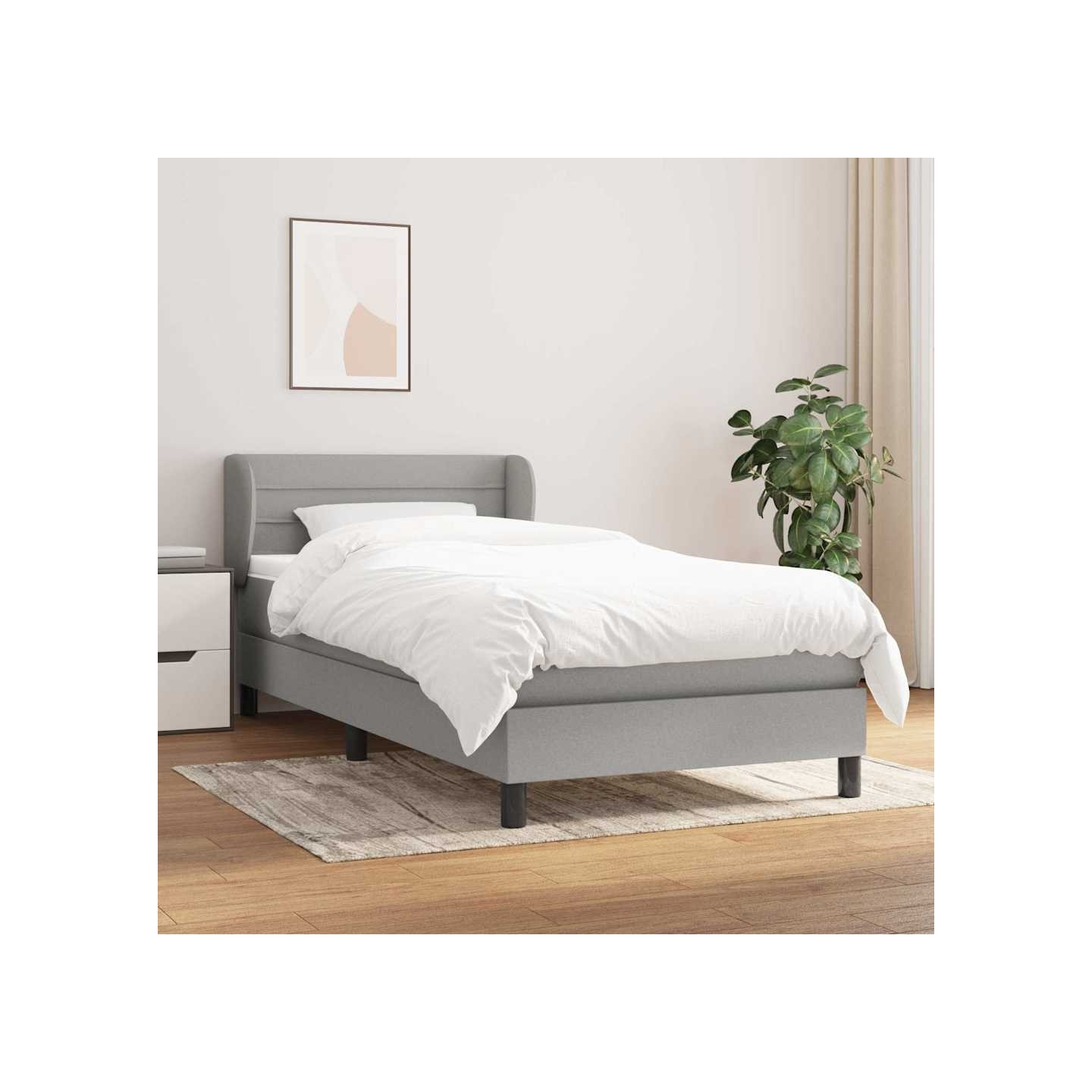 Sommier à lattes de lit et matelas Gris clair 90x190 cm Tissu