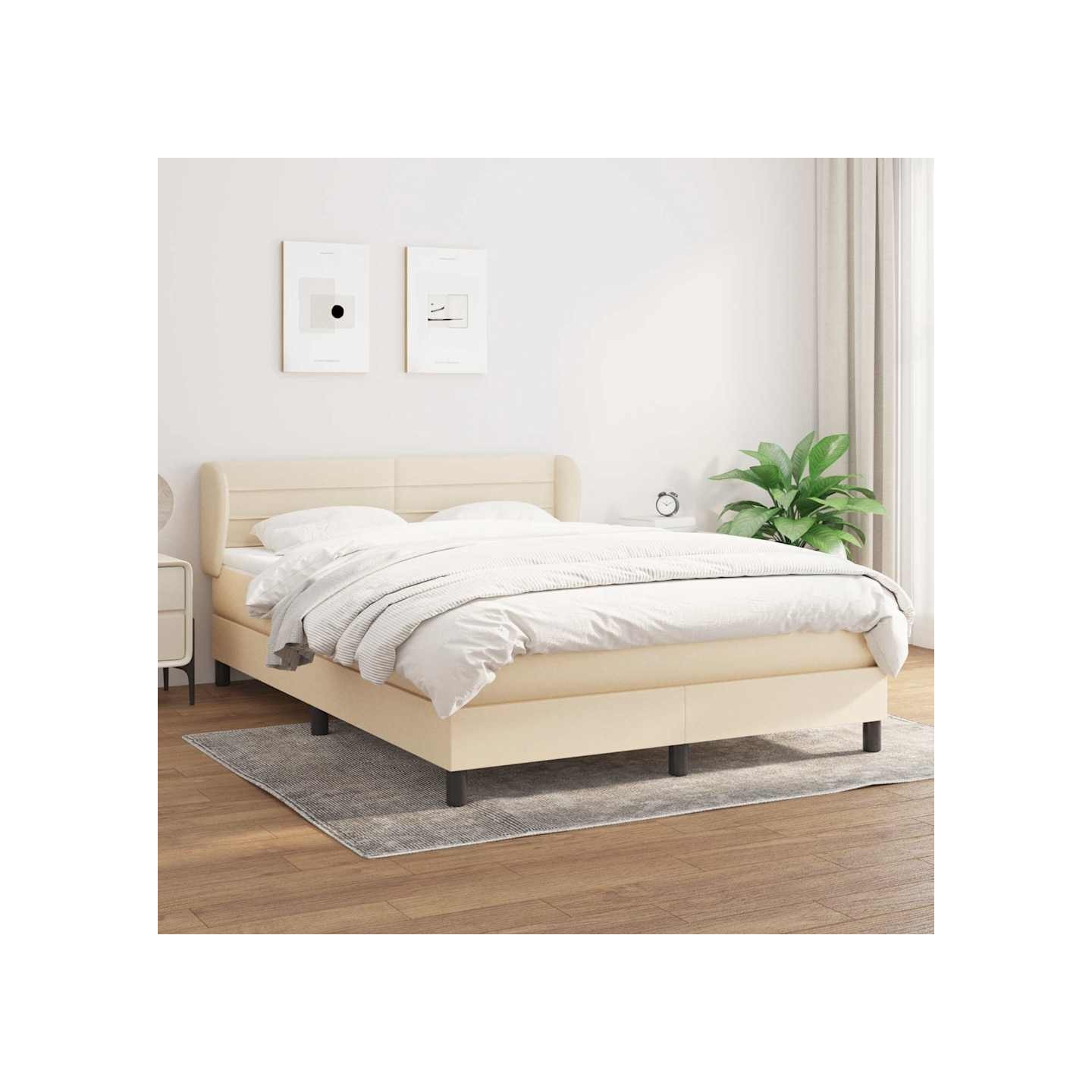 Sommier à lattes de lit avec matelas Crème 140x190 cm Tissu