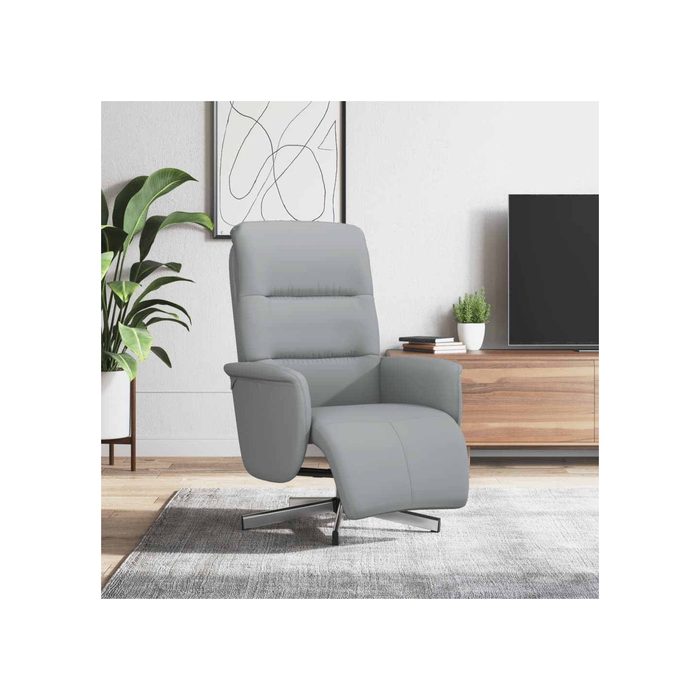 Fauteuil inclinable avec repose-pieds gris clair tissu