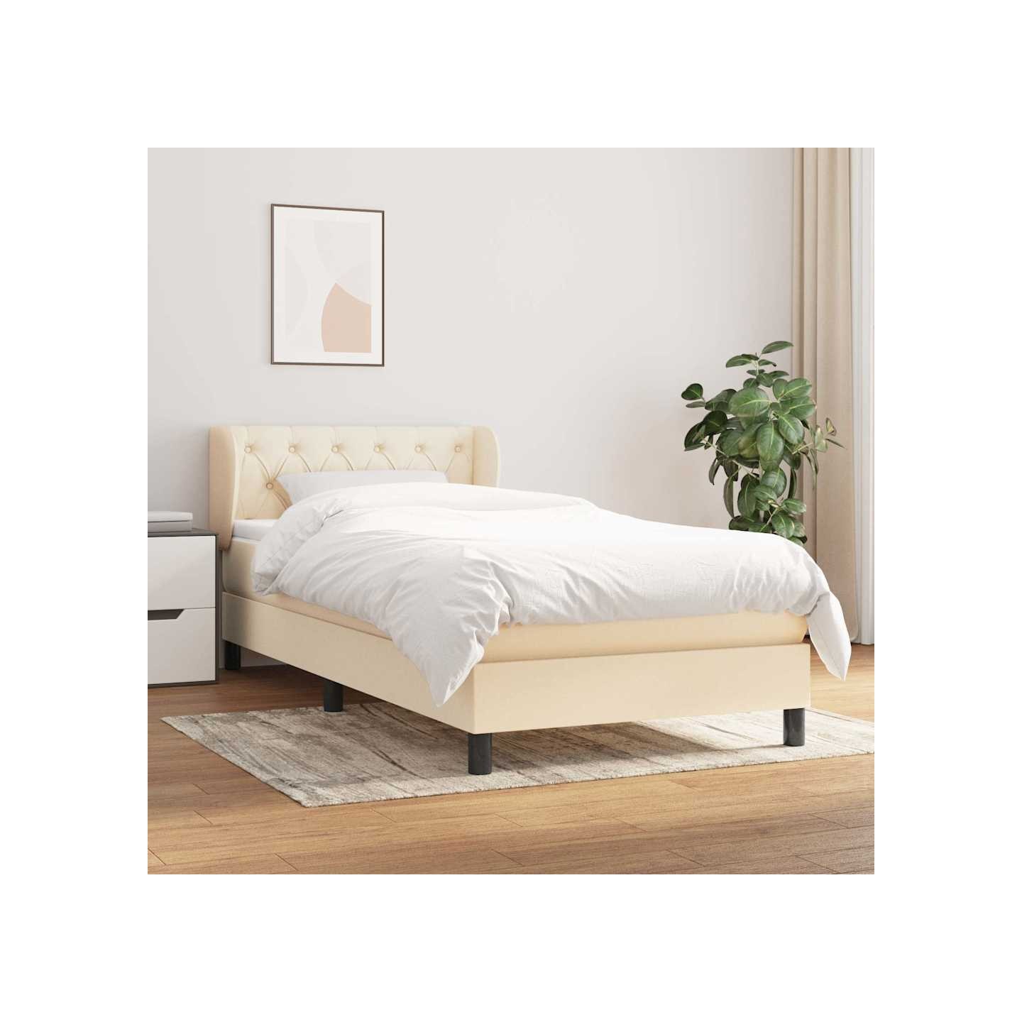 Sommier à lattes de lit avec matelas Crème 80x200 cm Tissu