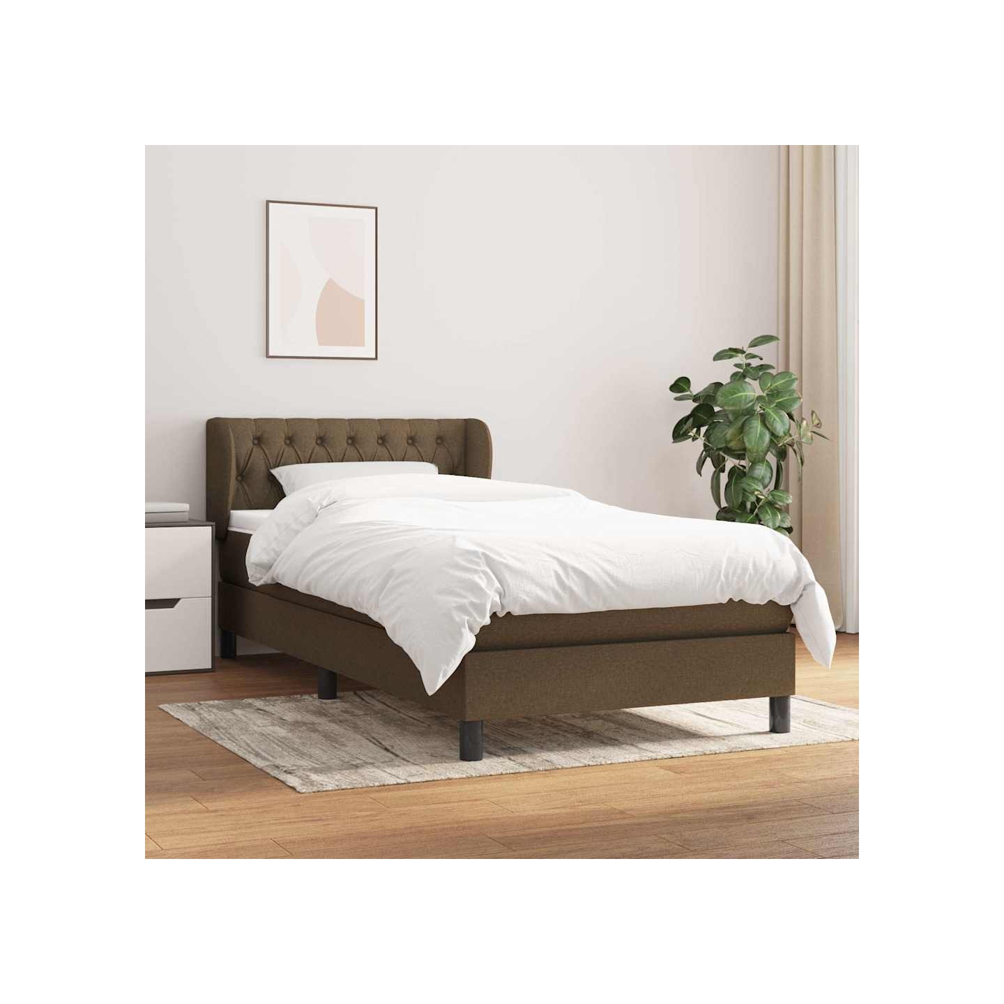Sommier à lattes de lit avec matelas Marron foncé 90x200 cm