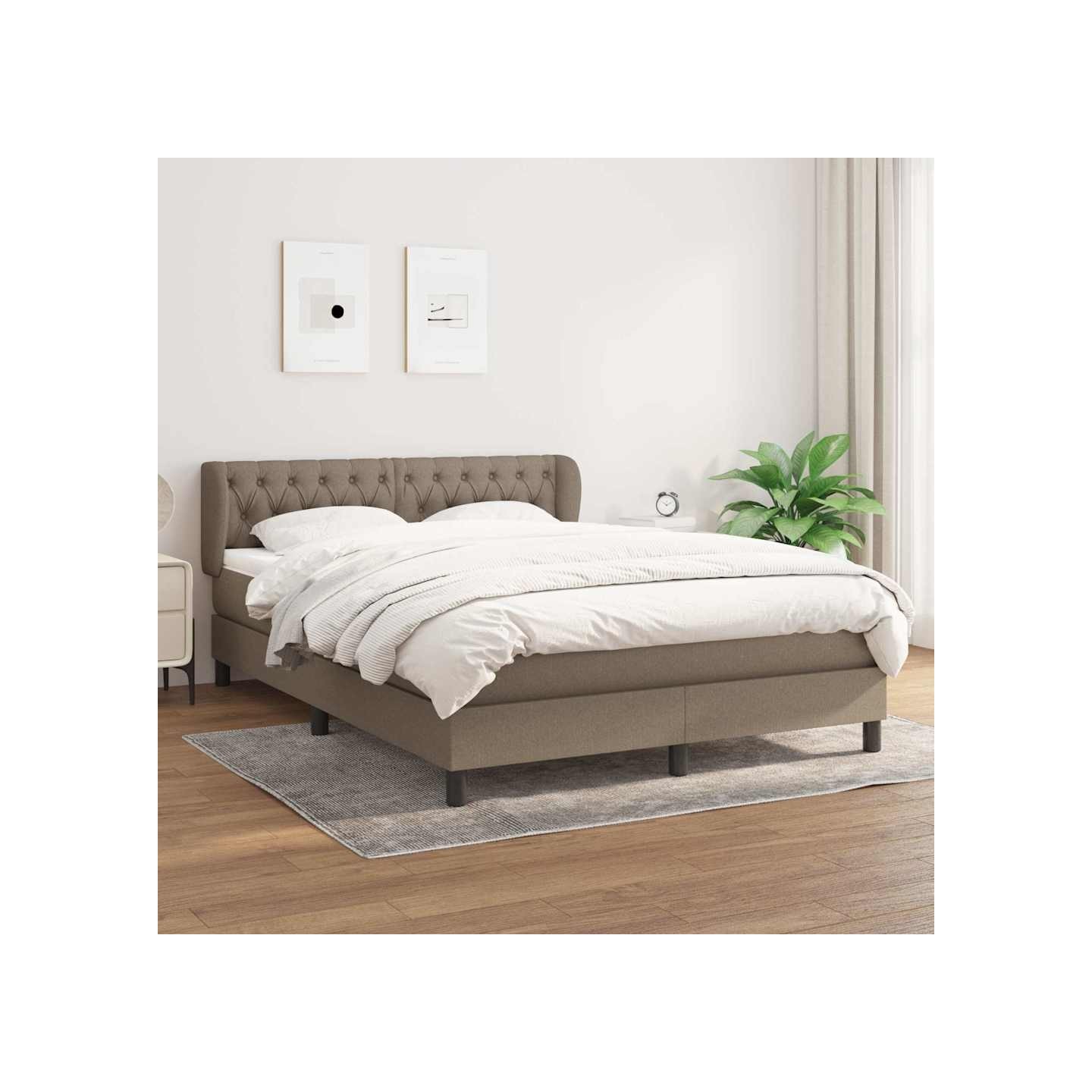 Sommier à lattes de lit avec matelas Taupe 140x200 cm Tissu