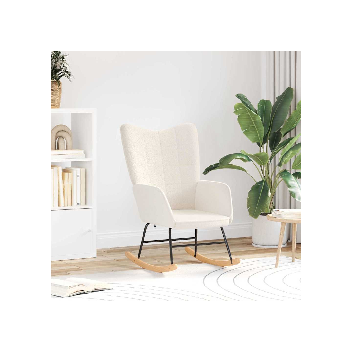 Chaise à bascule Crème Tissu Sherpa
