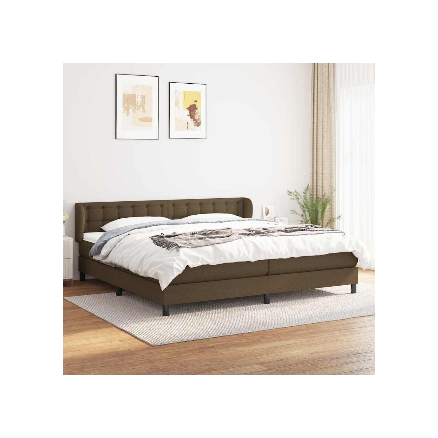 Sommier à lattes de lit avec matelas Marron foncé 200x200 cm