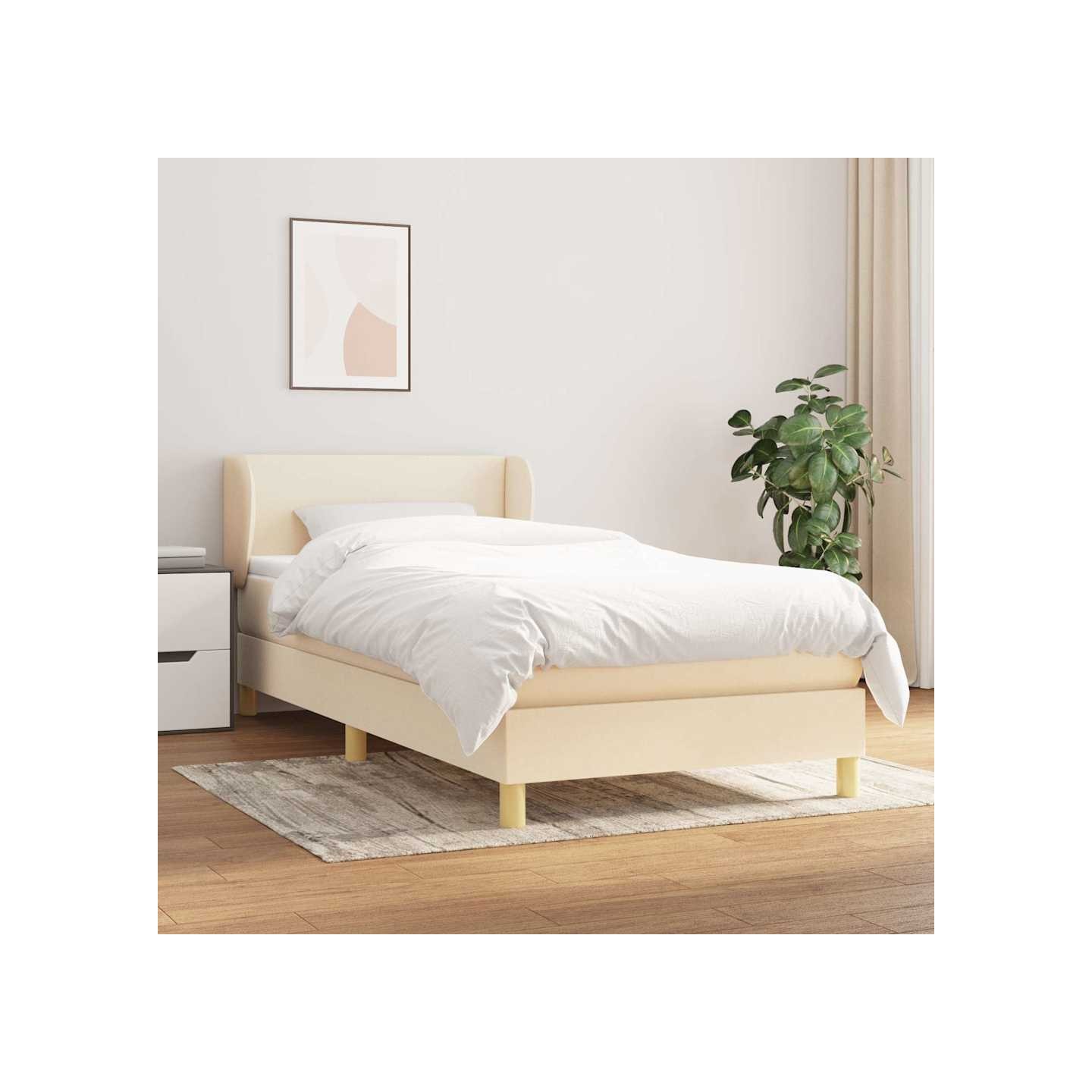 Sommier à lattes de lit avec matelas Crème 80x200 cm Tissu