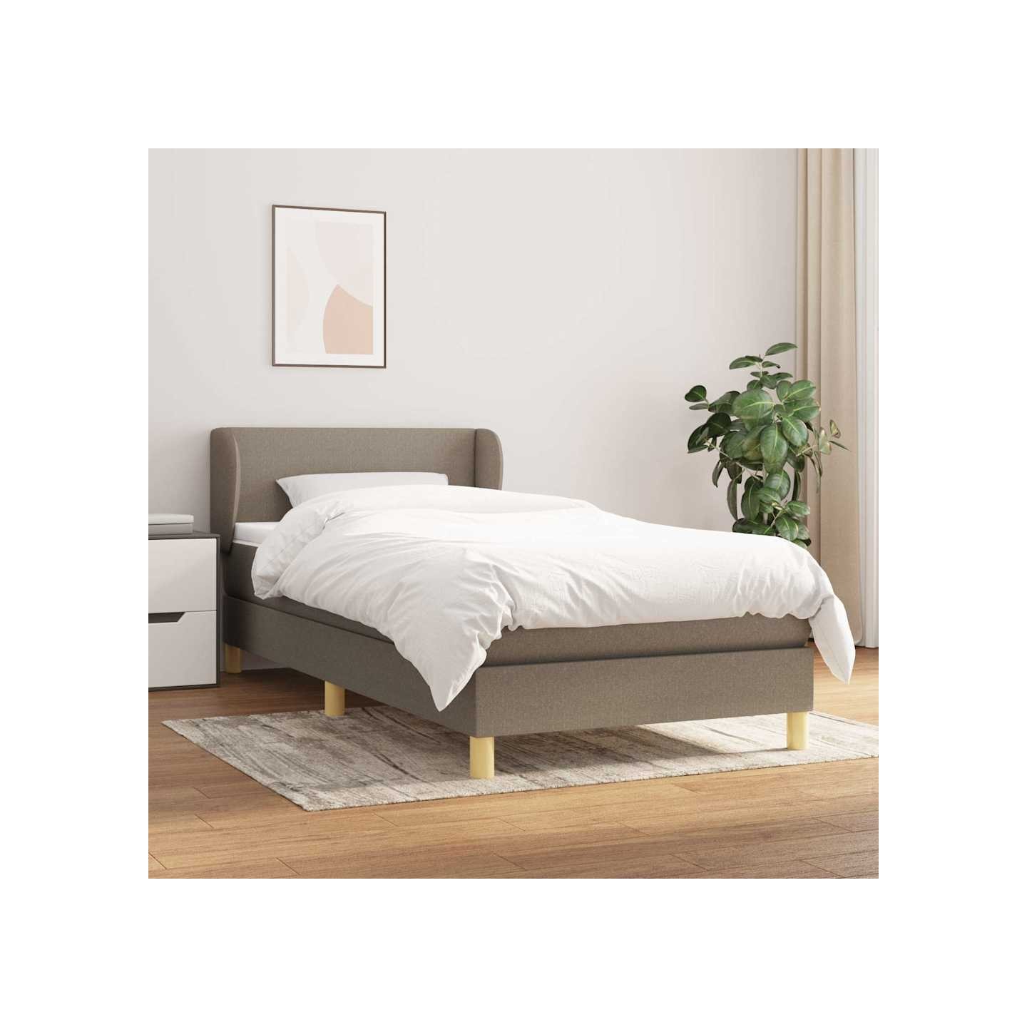 Sommier à lattes de lit avec matelas Taupe 90x200 cm Tissu