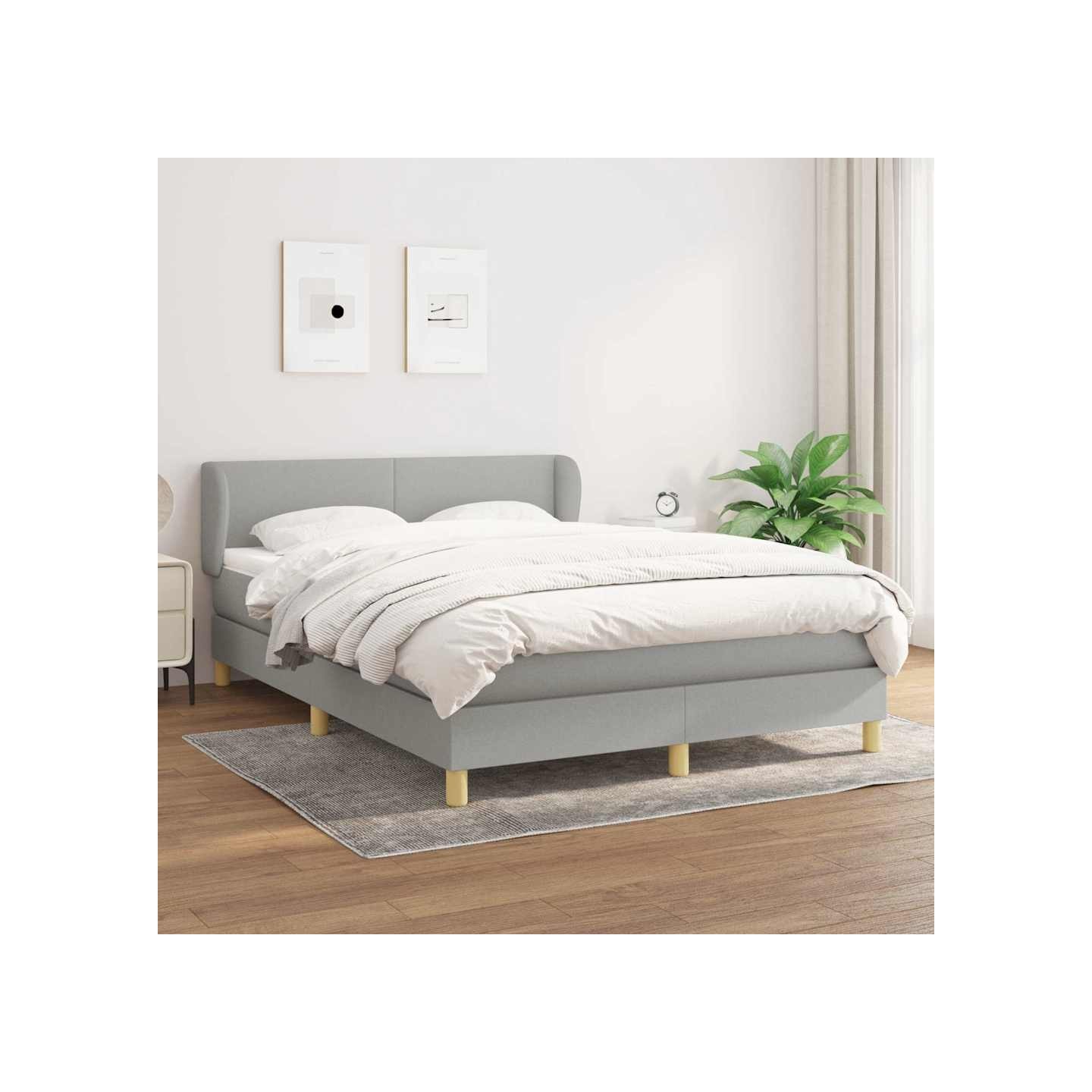 Sommier à lattes de lit avec matelas Gris clair 140x200cm Tissu