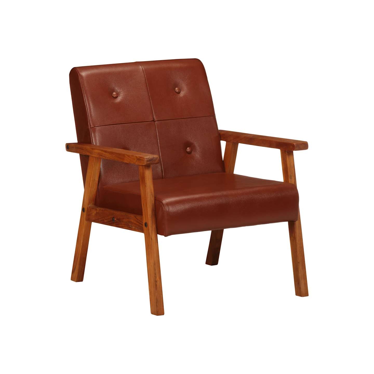 Fauteuil marron cuir véritable