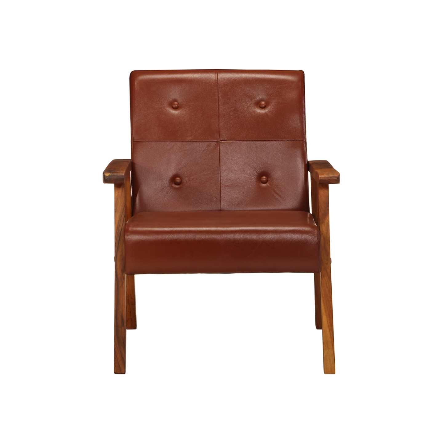 Fauteuil marron cuir véritable