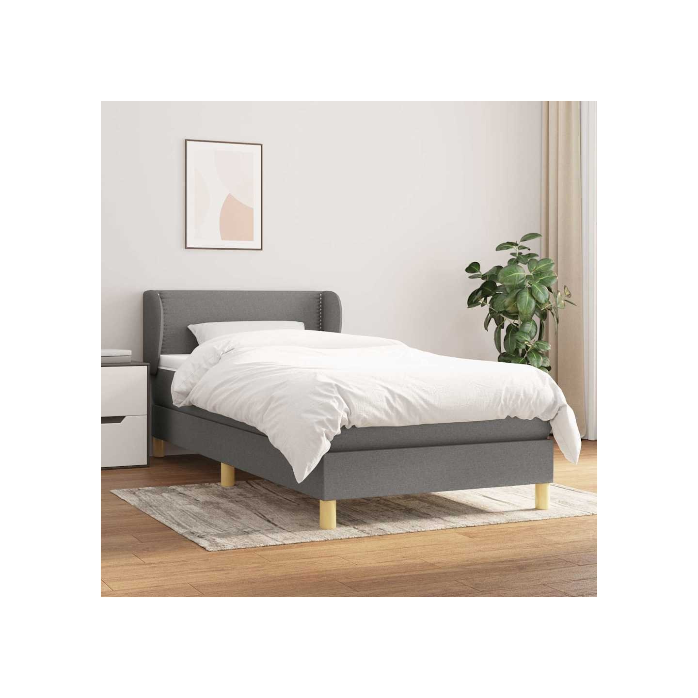 Sommier à lattes de lit avec matelas Gris foncé 80x200 cm Tissu