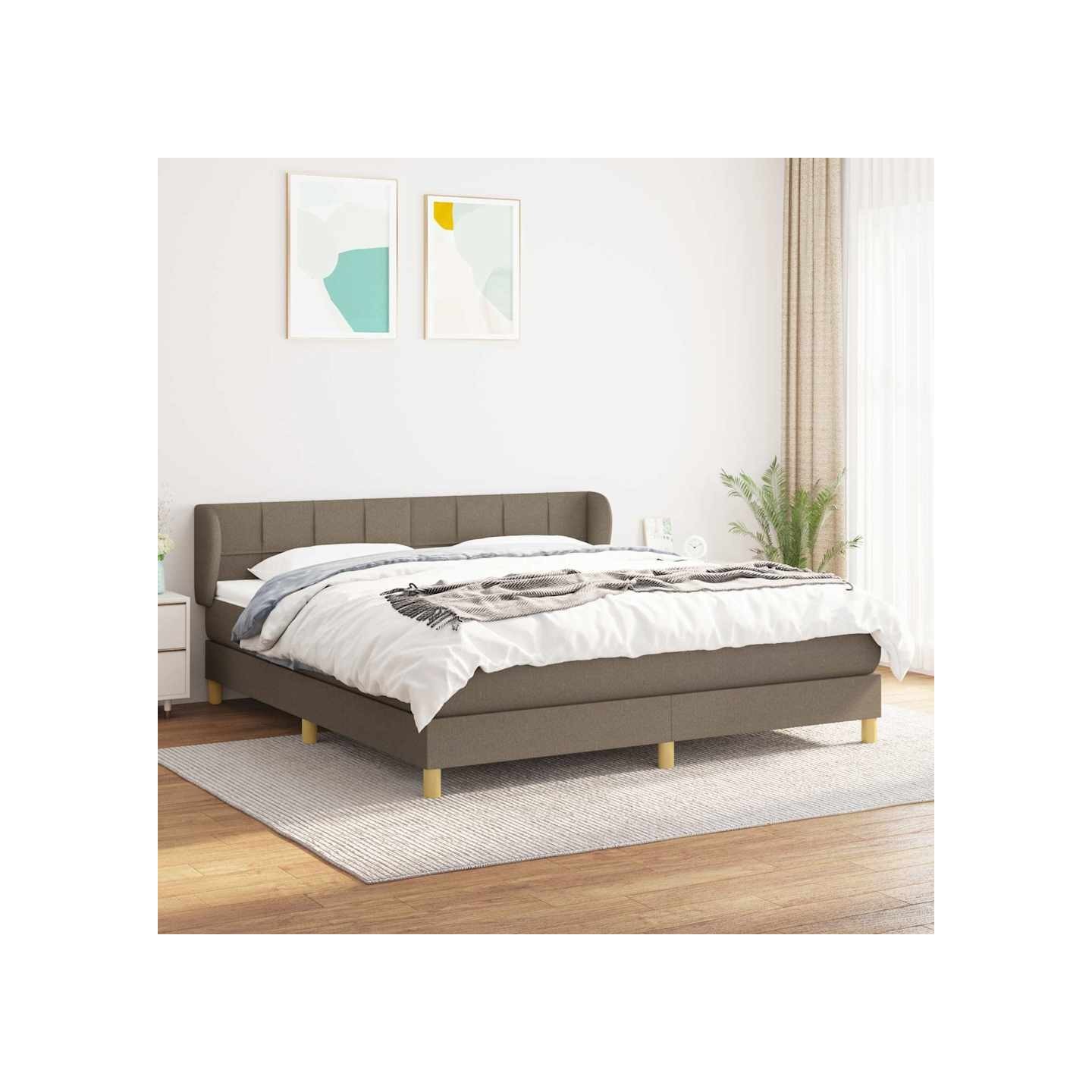 Sommier à lattes de lit avec matelas Taupe 180x200 cm Tissu