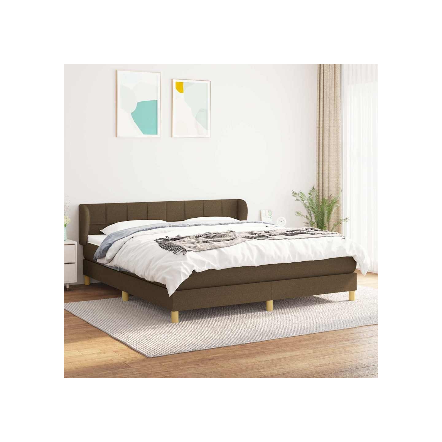 Sommier à lattes de lit avec matelas Marron foncé 160x200 cm