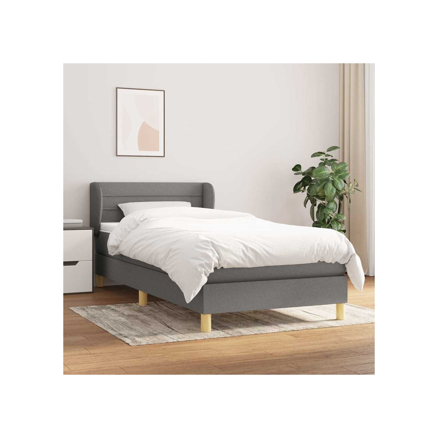 Sommier à lattes de lit avec matelas Gris foncé 80x200 cm Tissu