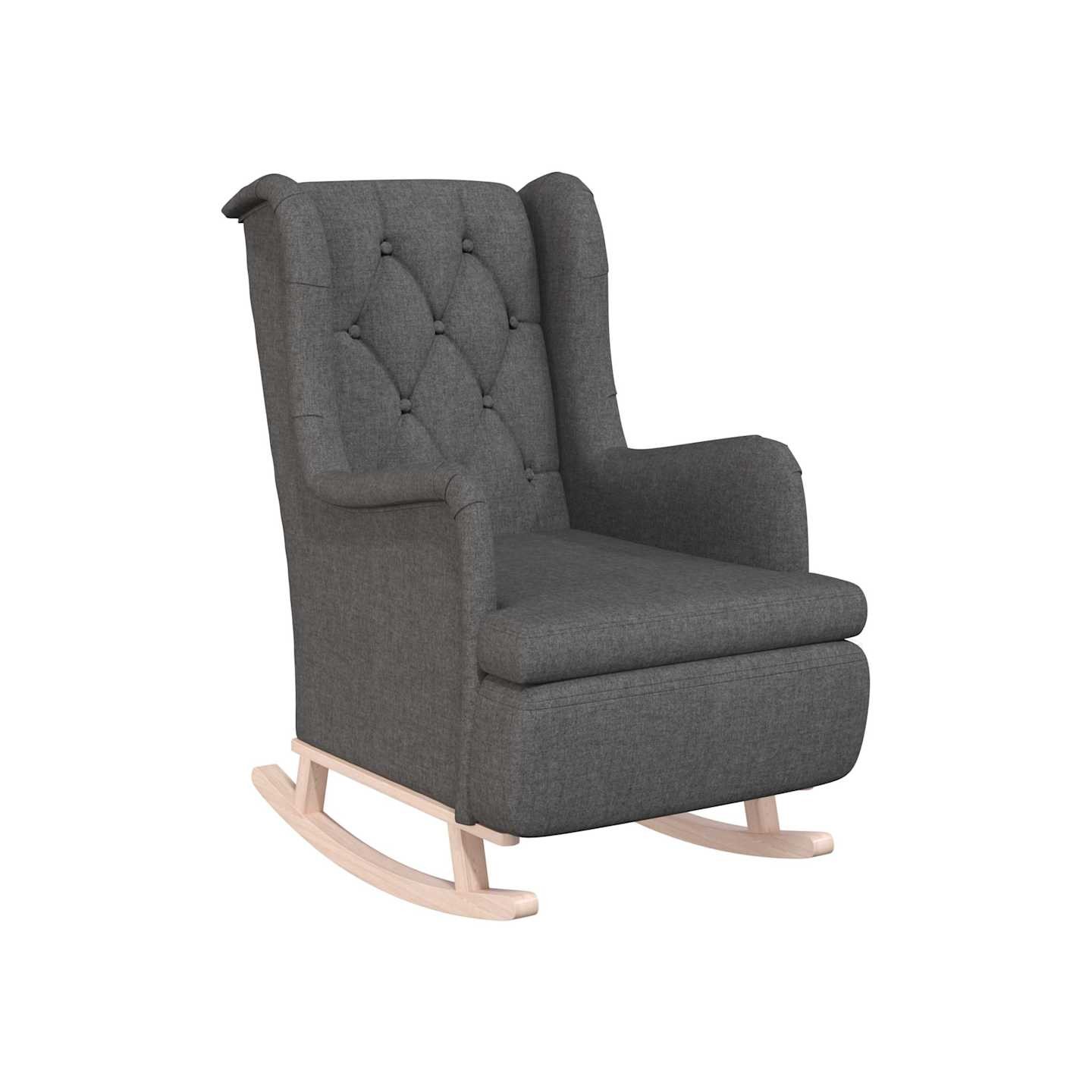 Fauteuil avec pieds à bascule en bois d'hévéa Gris foncé Tissu