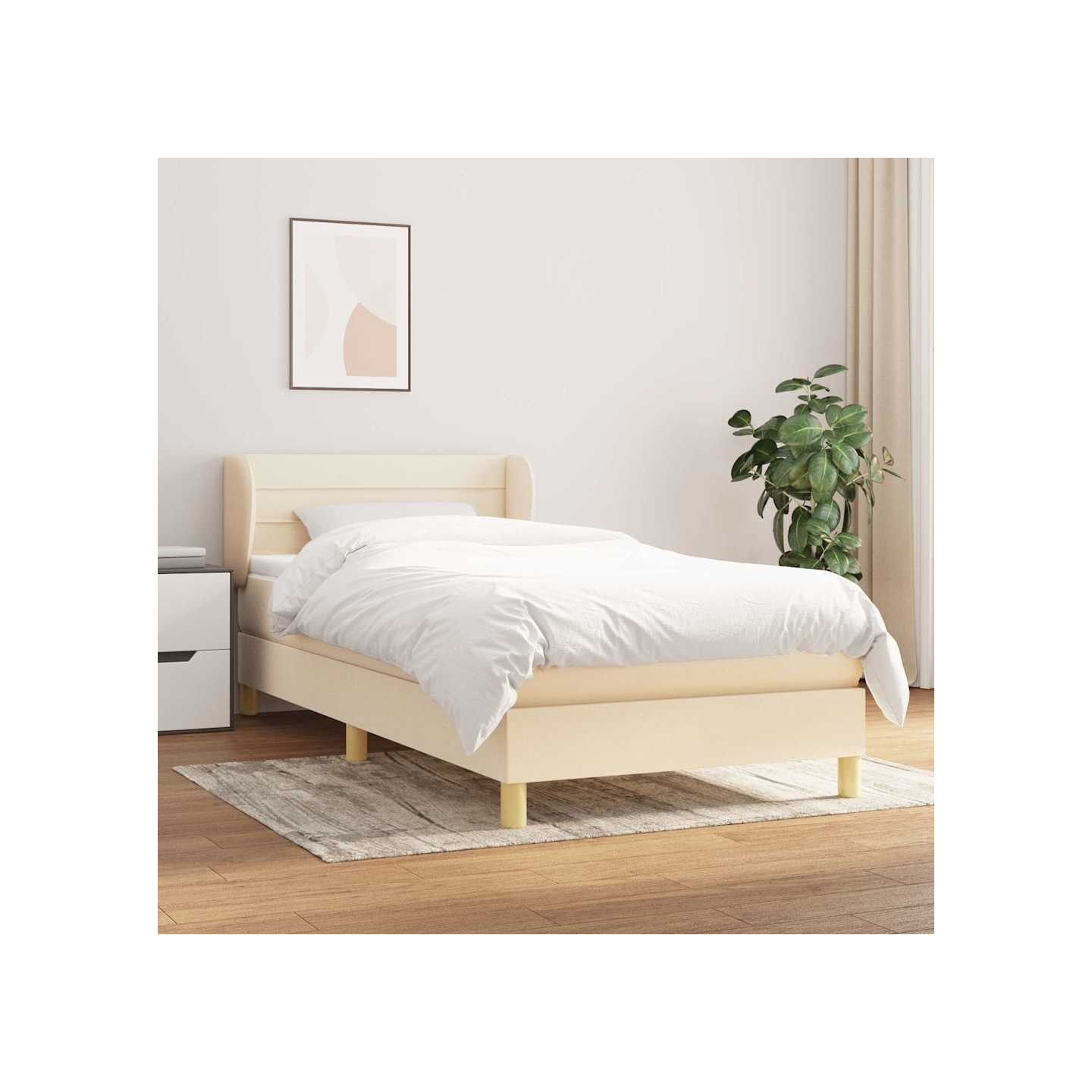 Sommier à lattes de lit avec matelas Crème 100x200 cm Tissu