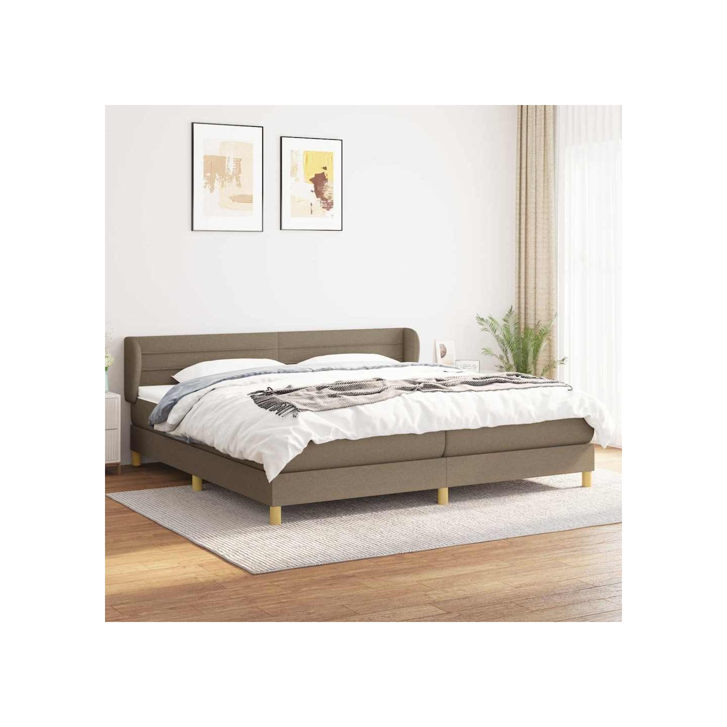 Sommier à lattes de lit avec matelas Taupe 200x200 cm Tissu