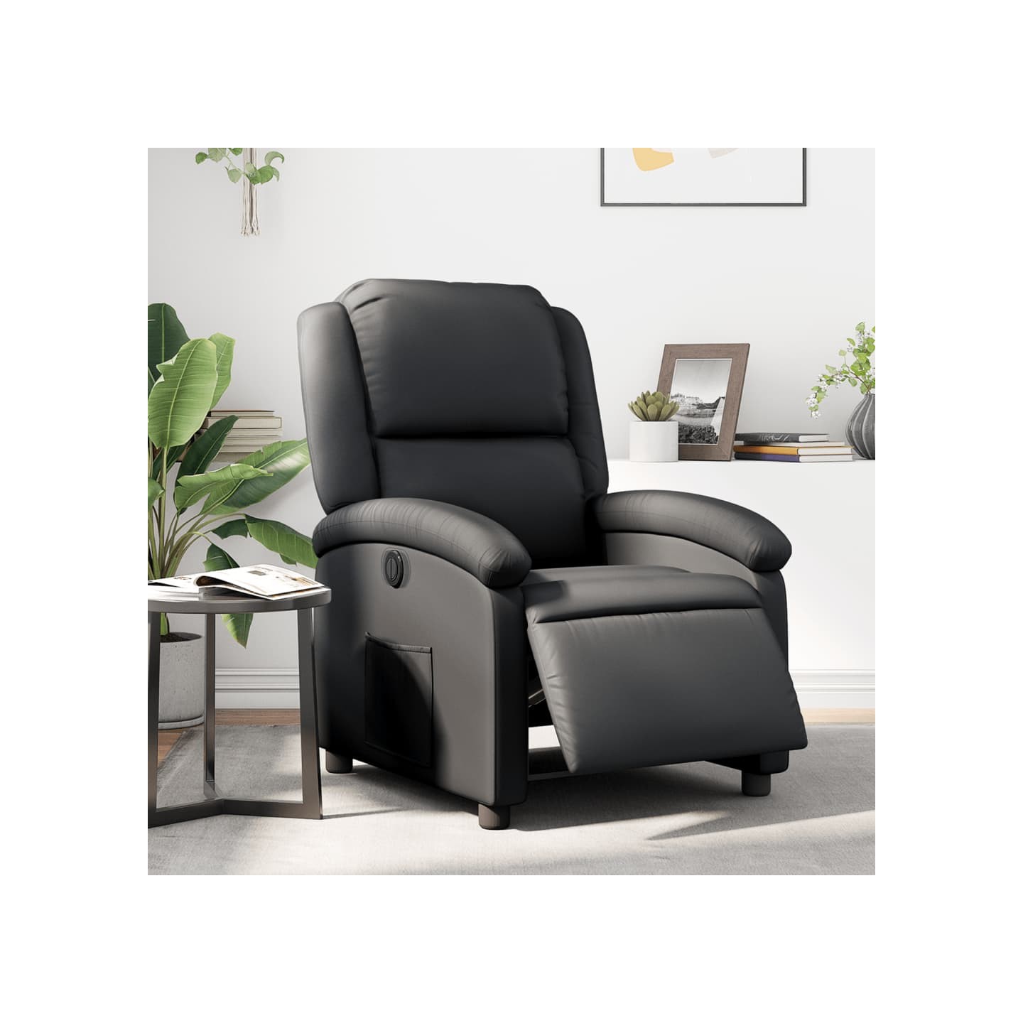 Fauteuil inclinable électrique noir cuir véritable