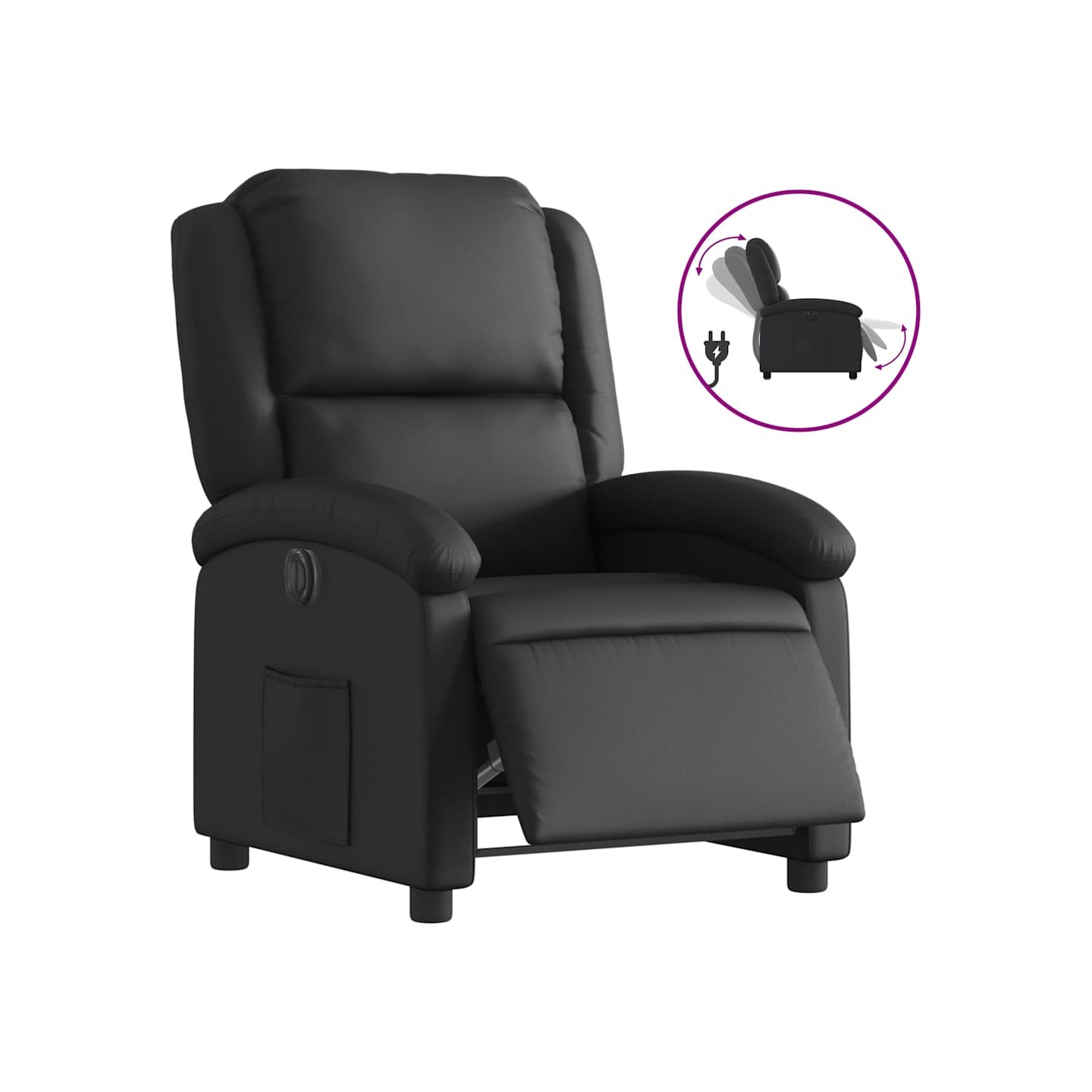 Fauteuil inclinable électrique noir cuir véritable