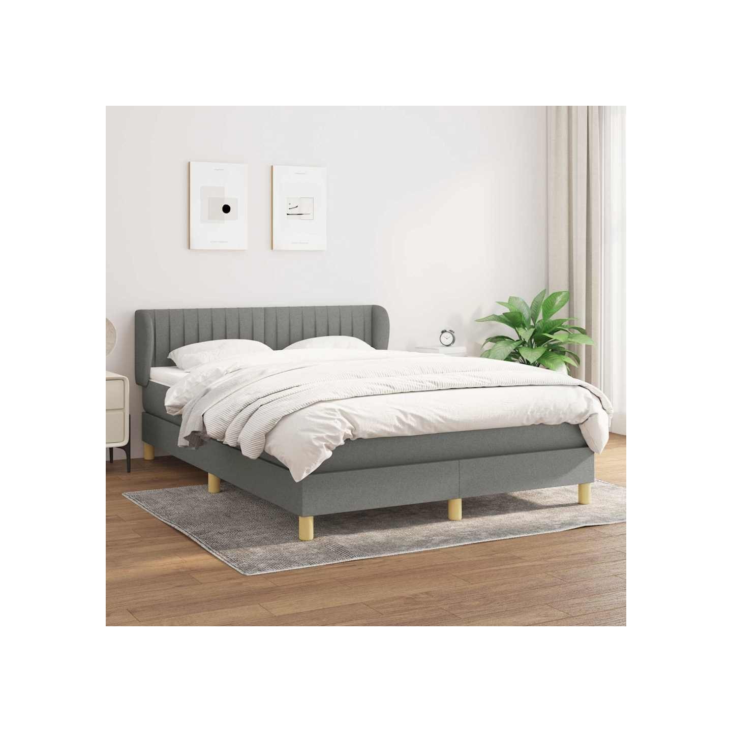 Sommier à lattes de lit avec matelas Gris foncé 140x200cm Tissu