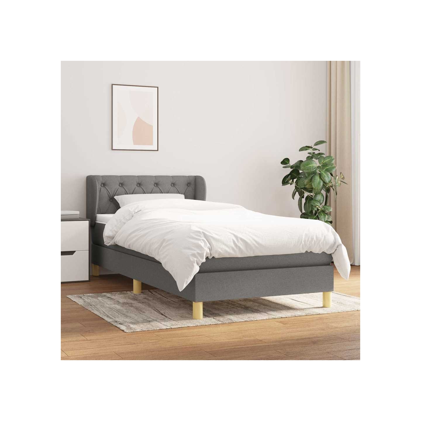 Sommier à lattes de lit avec matelas Gris foncé 80x200 cm Tissu