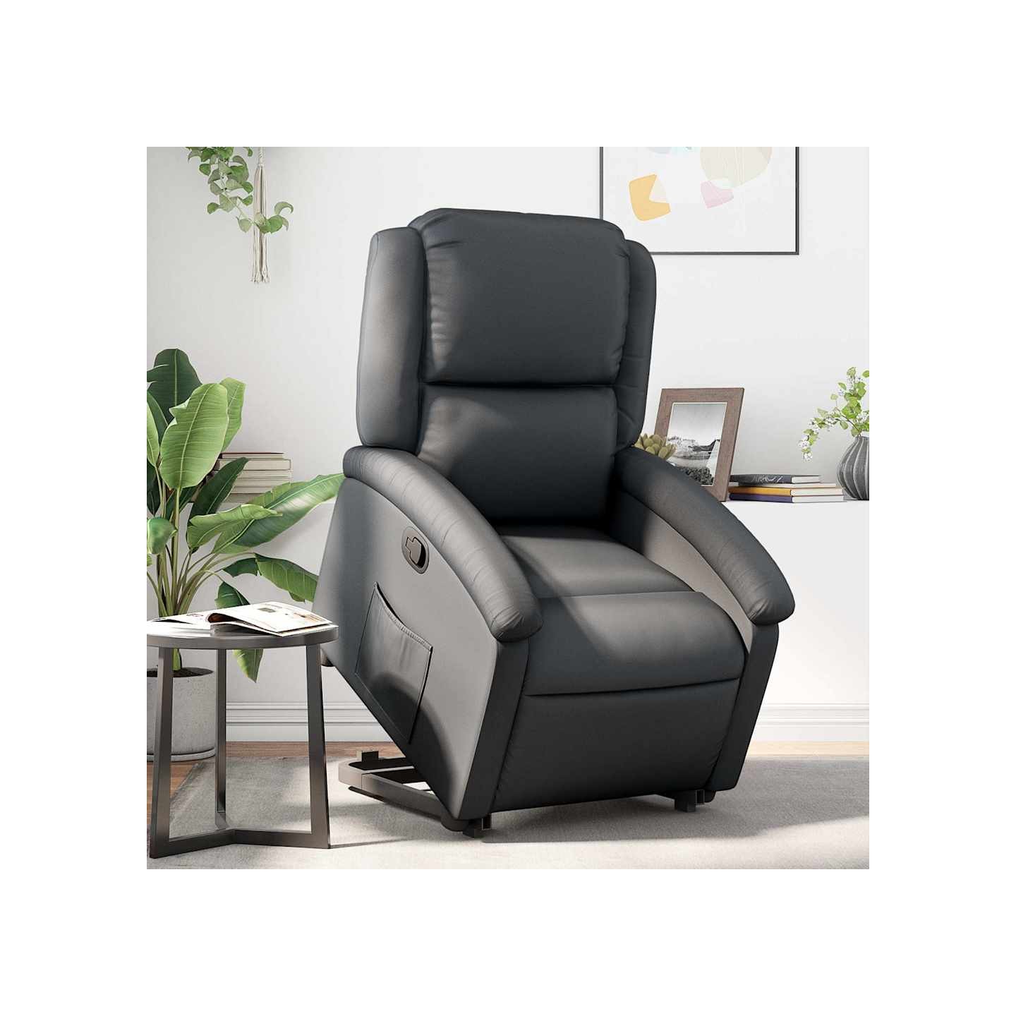 Fauteuil inclinable noir cuir véritable