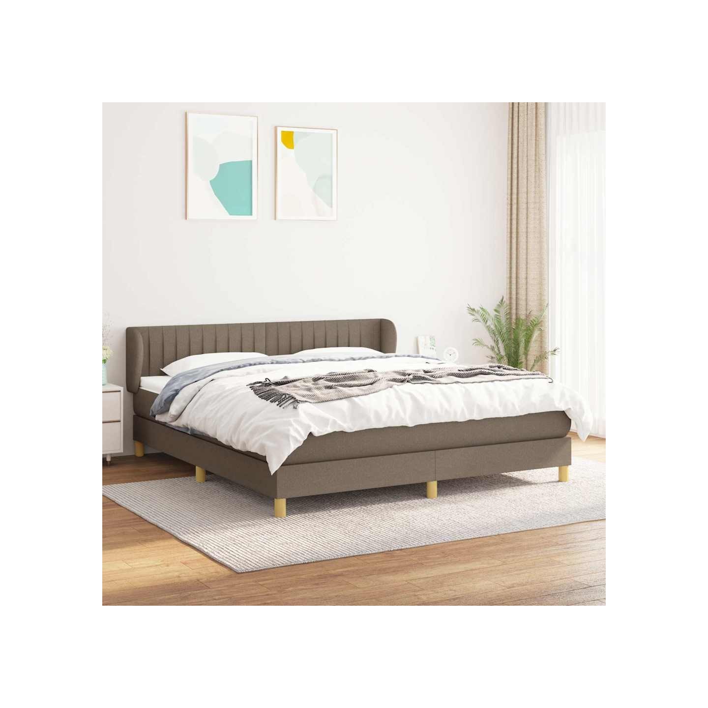 Sommier à lattes de lit avec matelas Taupe 160x200 cm Tissu