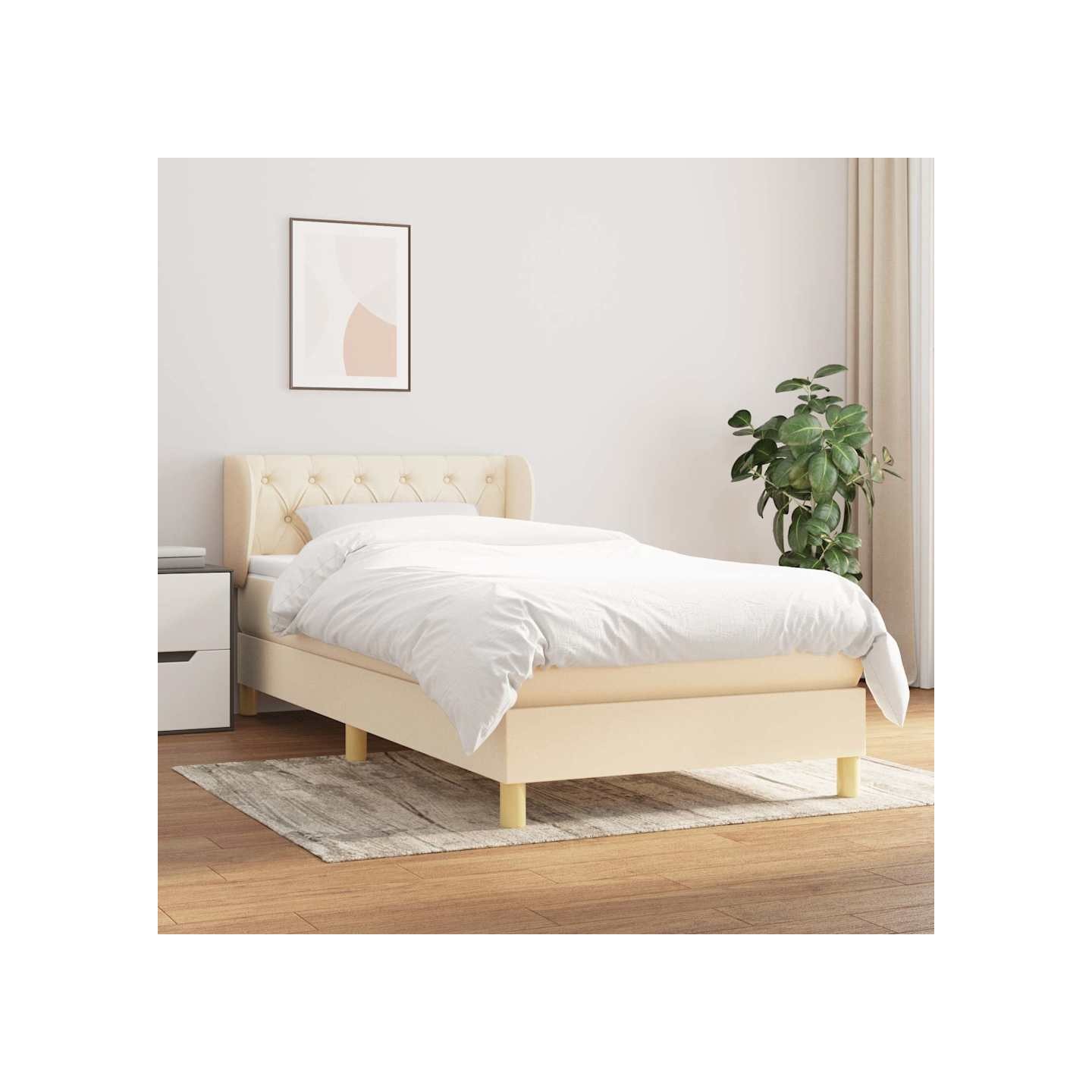 Sommier à lattes de lit avec matelas Crème 80x200 cm Tissu
