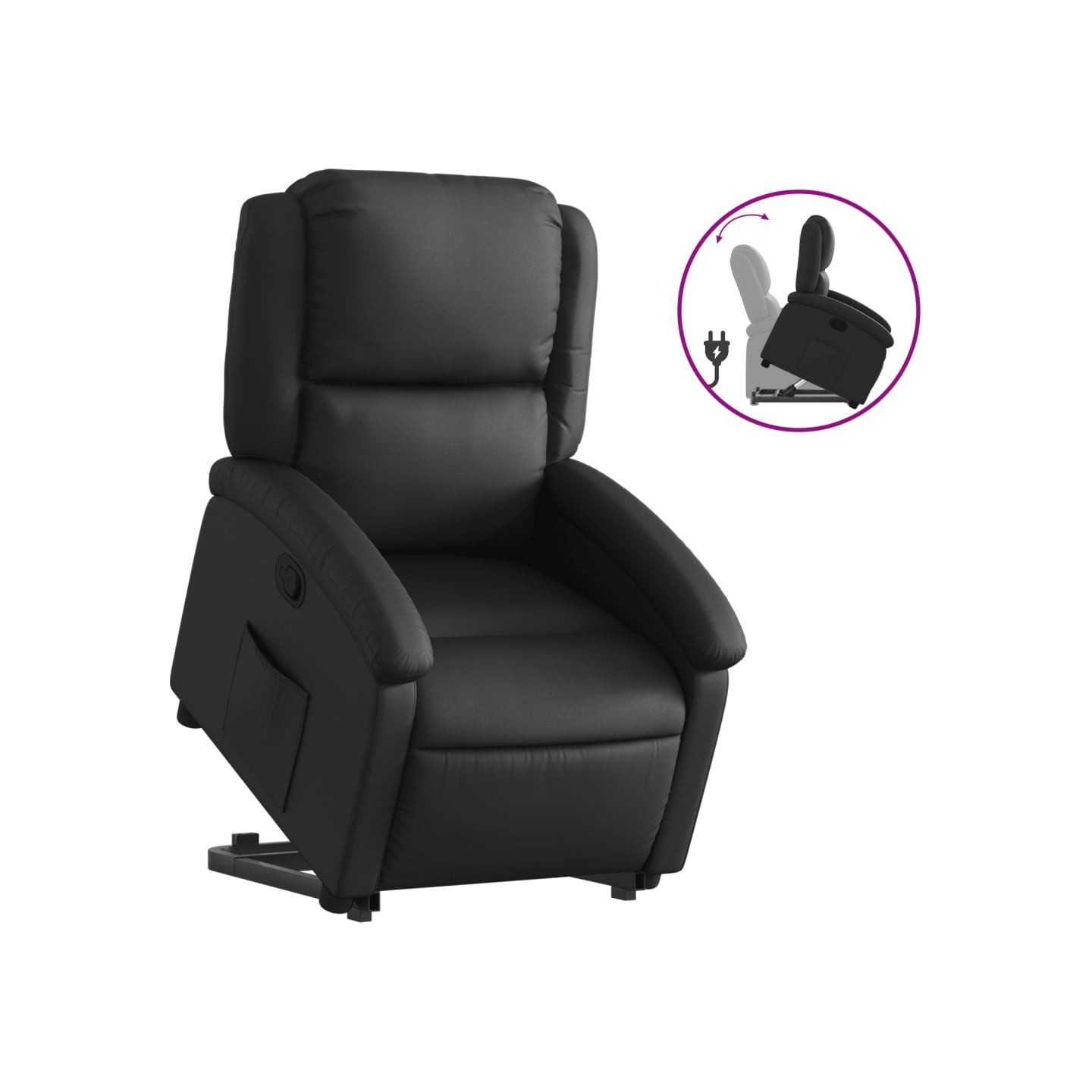 Fauteuil inclinable noir cuir véritable