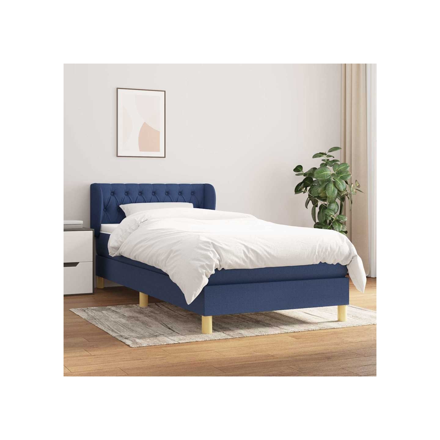 Sommier à lattes de lit avec matelas Bleu 80x200 cm Tissu