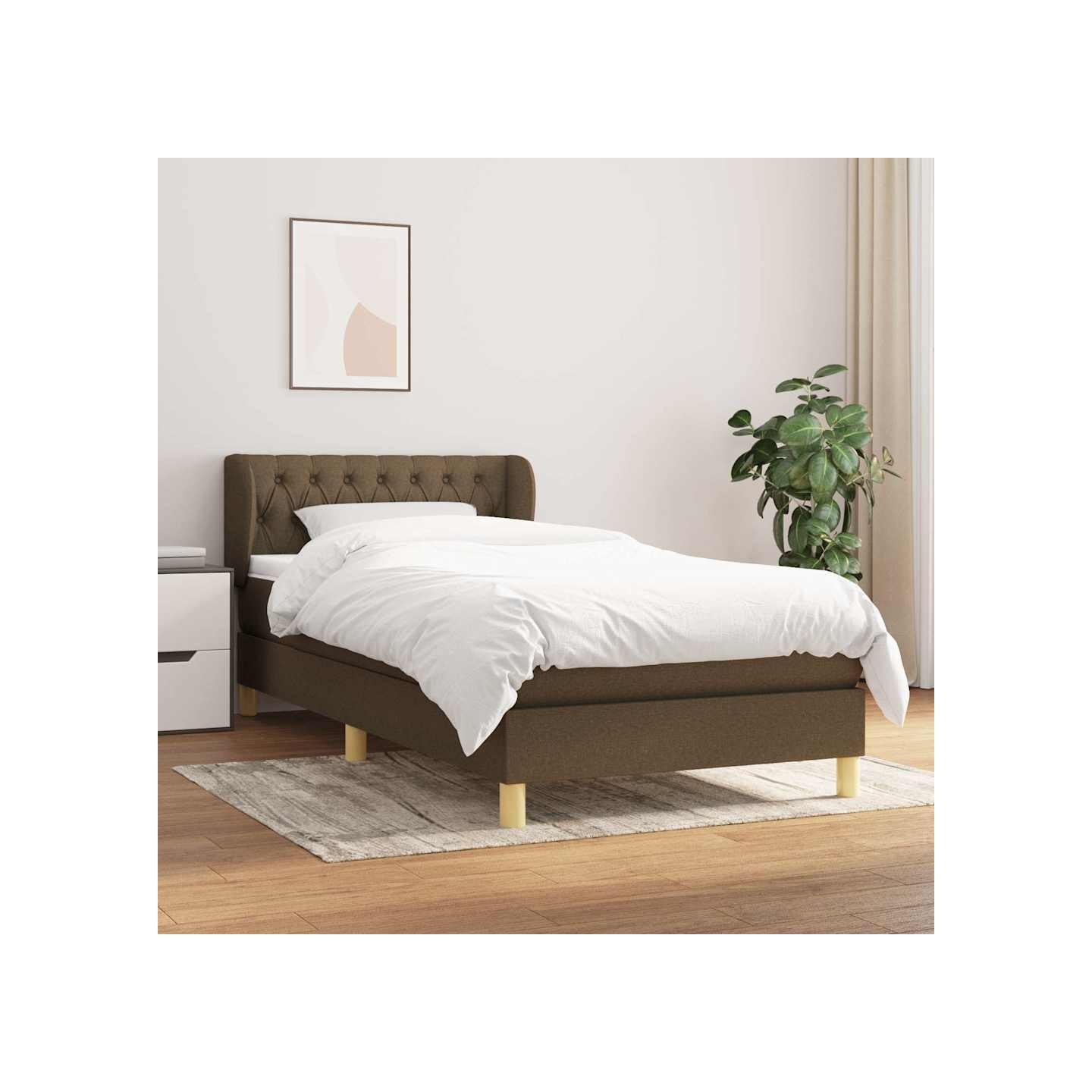 Sommier à lattes de lit avec matelas Marron foncé 90x200 cm
