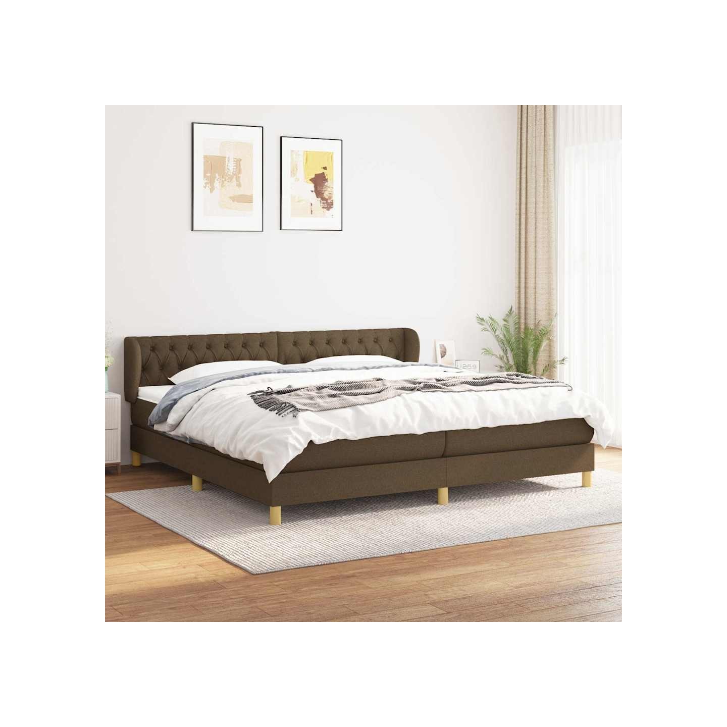 Sommier à lattes de lit avec matelas Marron foncé 200x200 cm