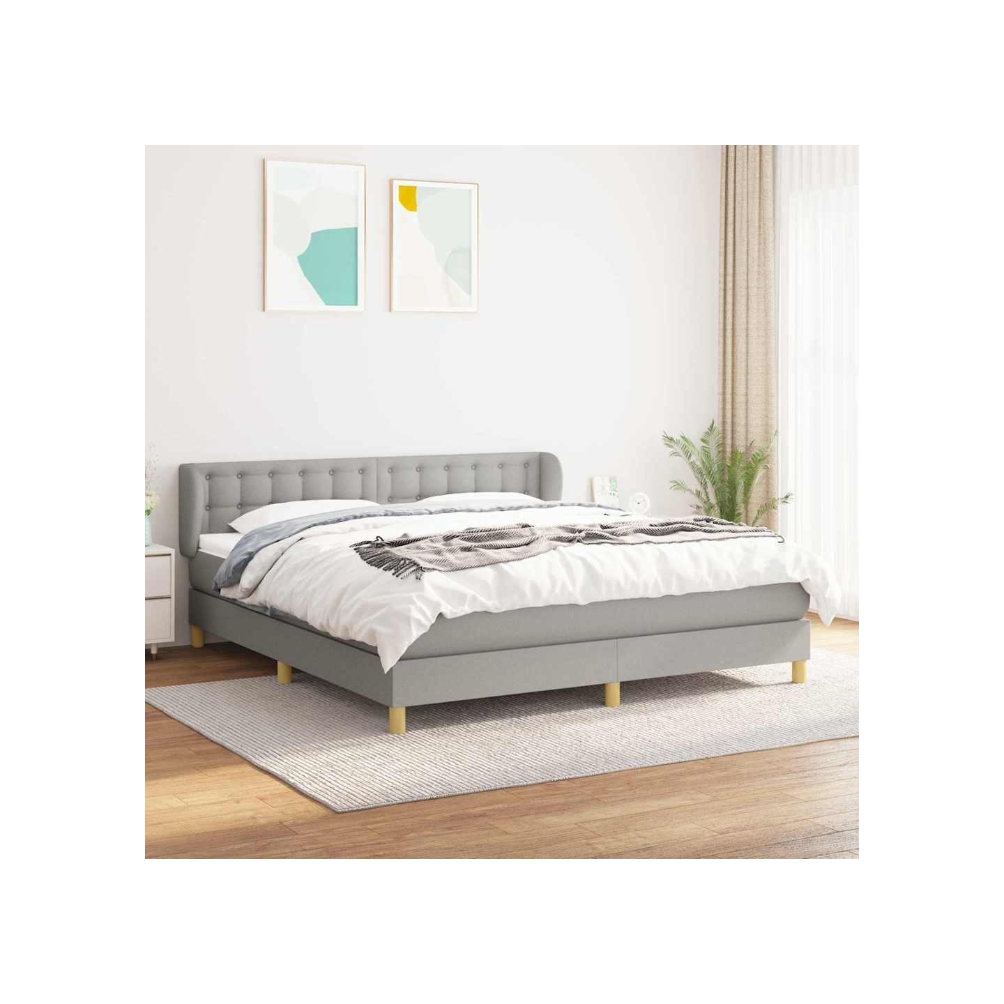 Sommier à lattes de lit avec matelas Gris clair 180x200cm Tissu