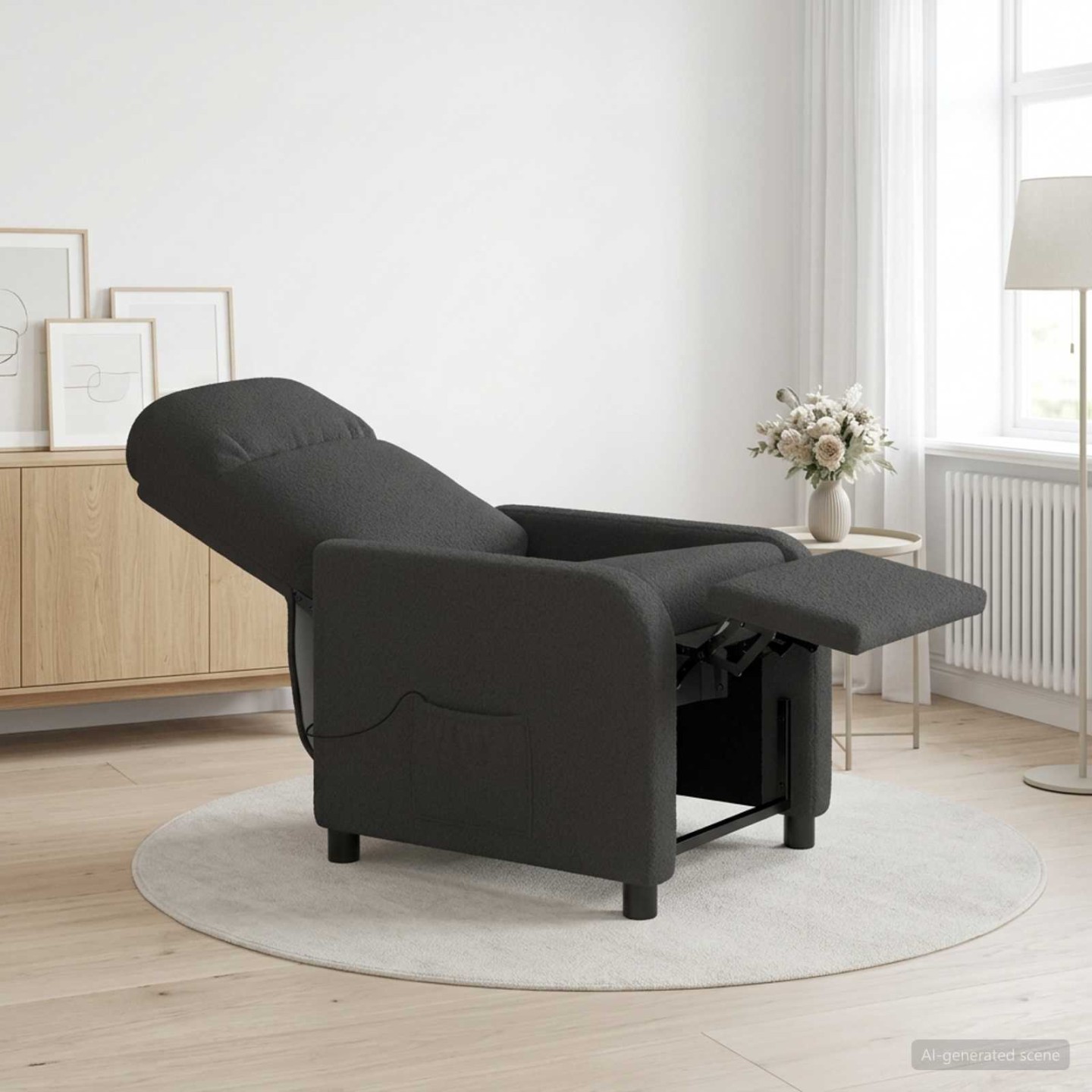 Fauteuil de massage inclinable Gris foncé Bouclé