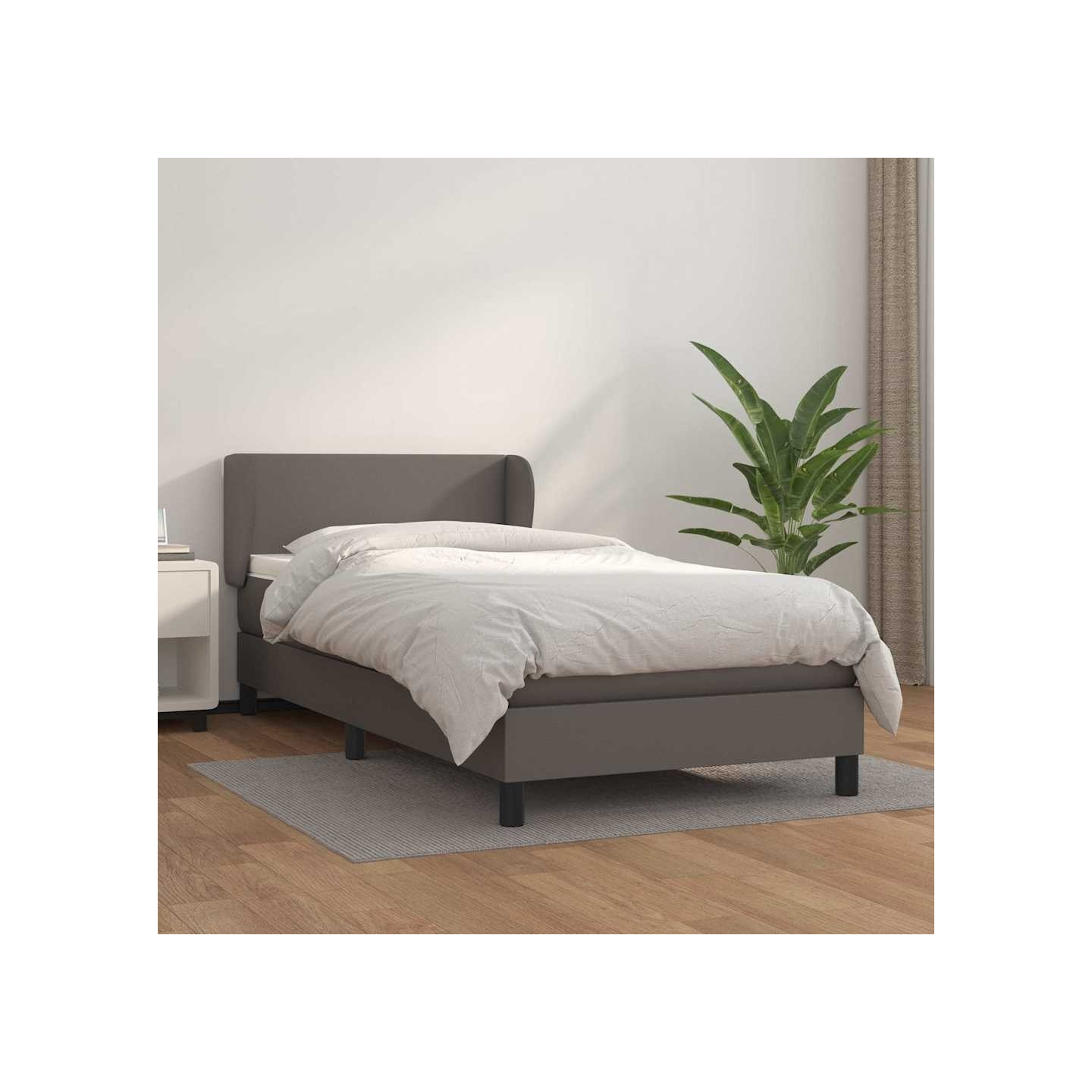 Sommier à lattes de lit avec matelas Gris 100x200 cm Similicuir