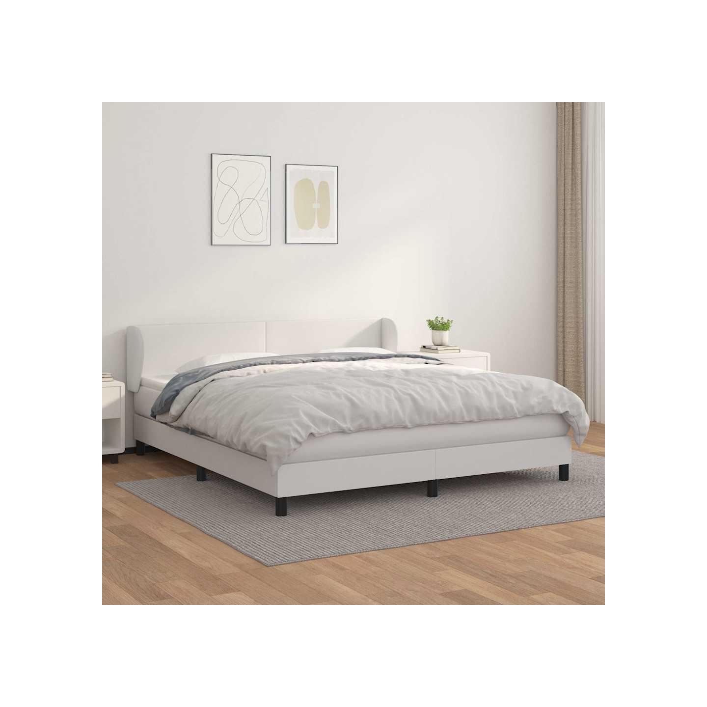 Sommier à lattes de lit avec matelas Blanc 180x200cm Similicuir