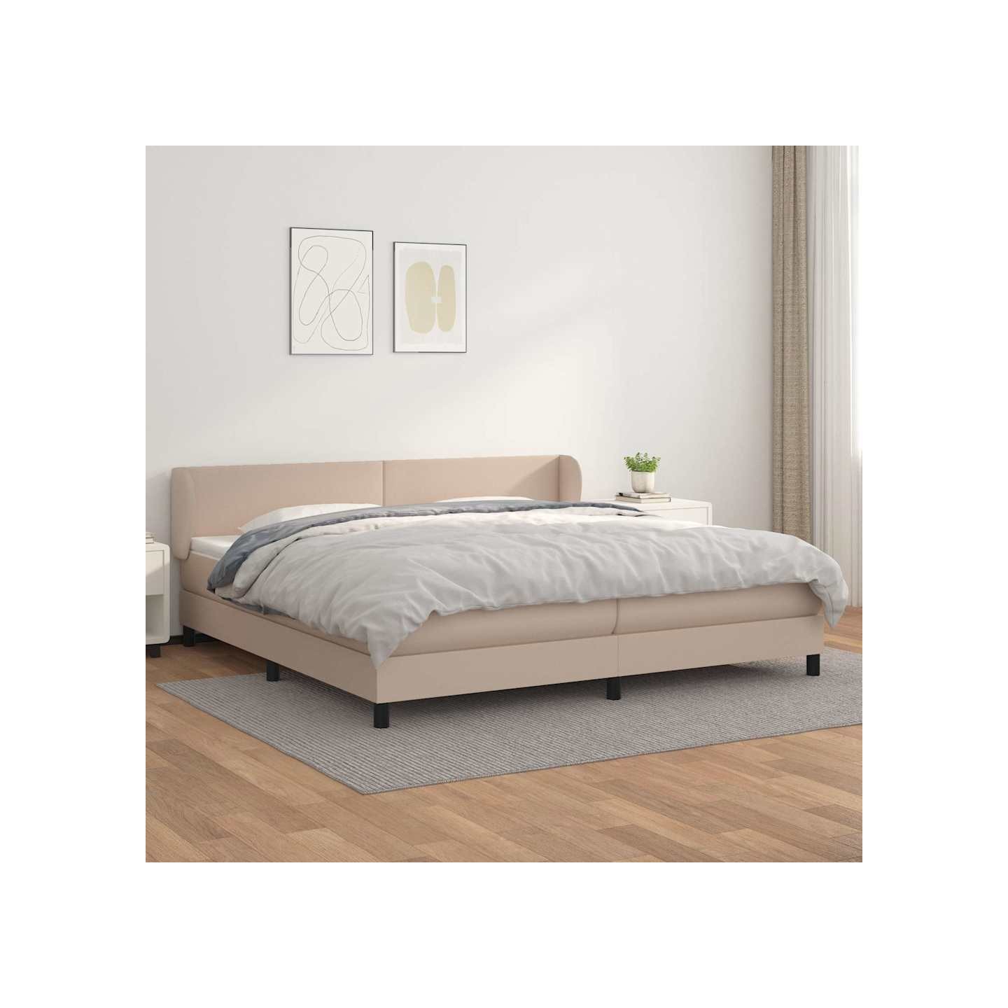 Sommier à lattes de lit avec matelas Cappuccino 200x200 cm