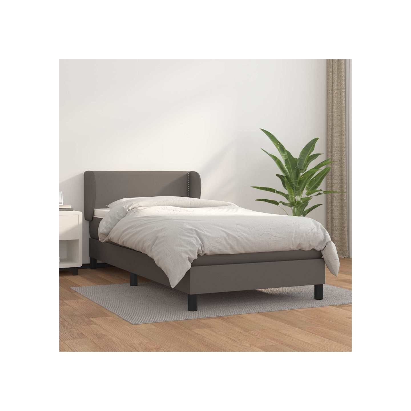 Sommier à lattes de lit avec matelas Gris 100x200 cm Similicuir