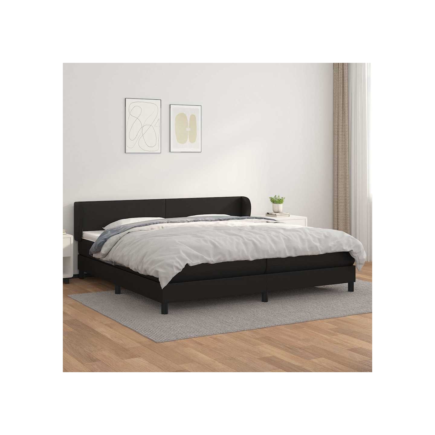 Sommier à lattes de lit avec matelas Noir 200x200 cm Similicuir