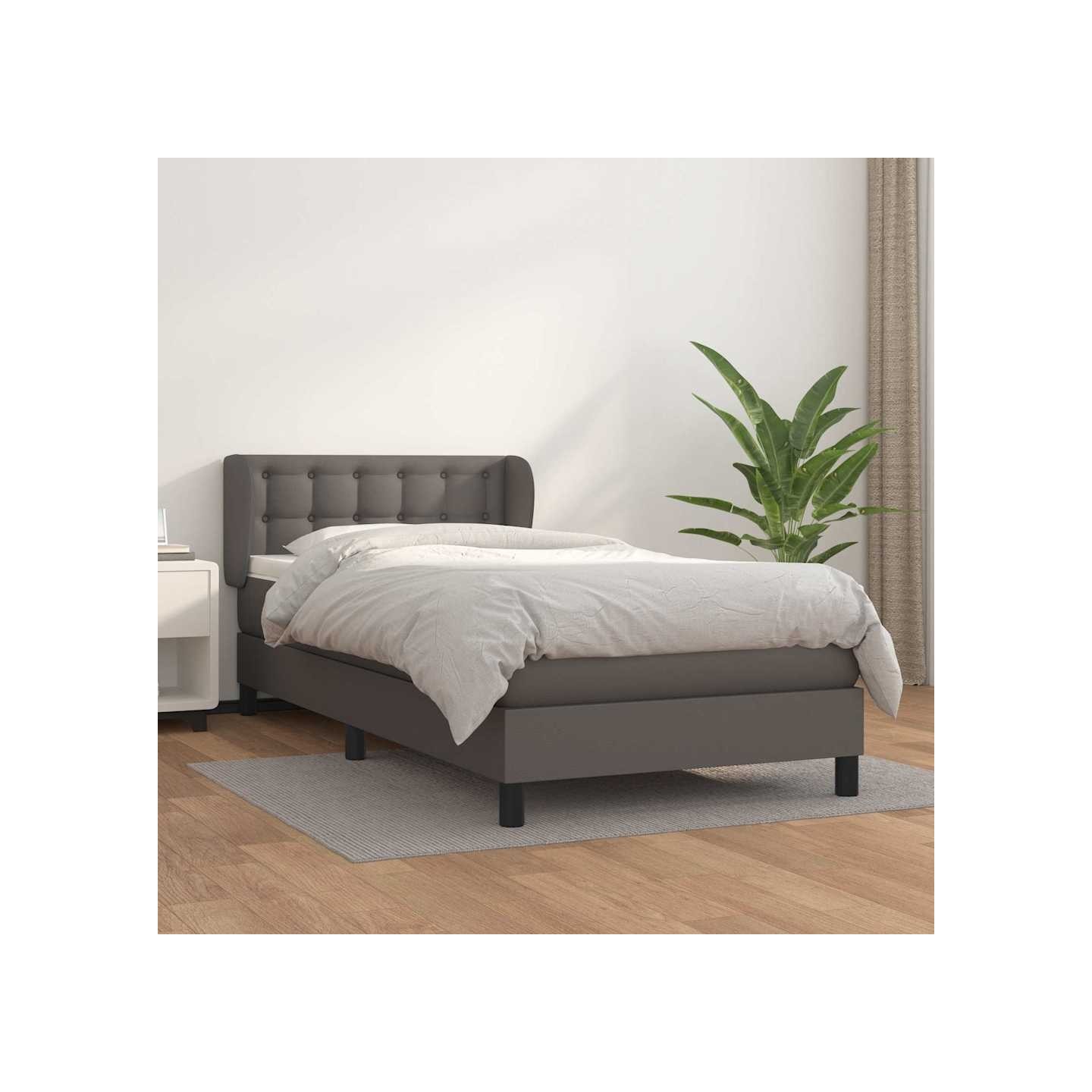 Sommier à lattes de lit avec matelas Gris 80x200 cm Similicuir