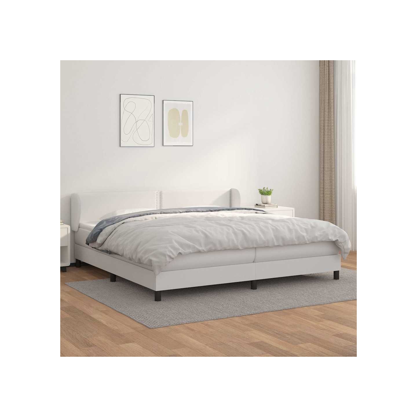 Sommier à lattes de lit avec matelas Blanc 200x200cm Similicuir