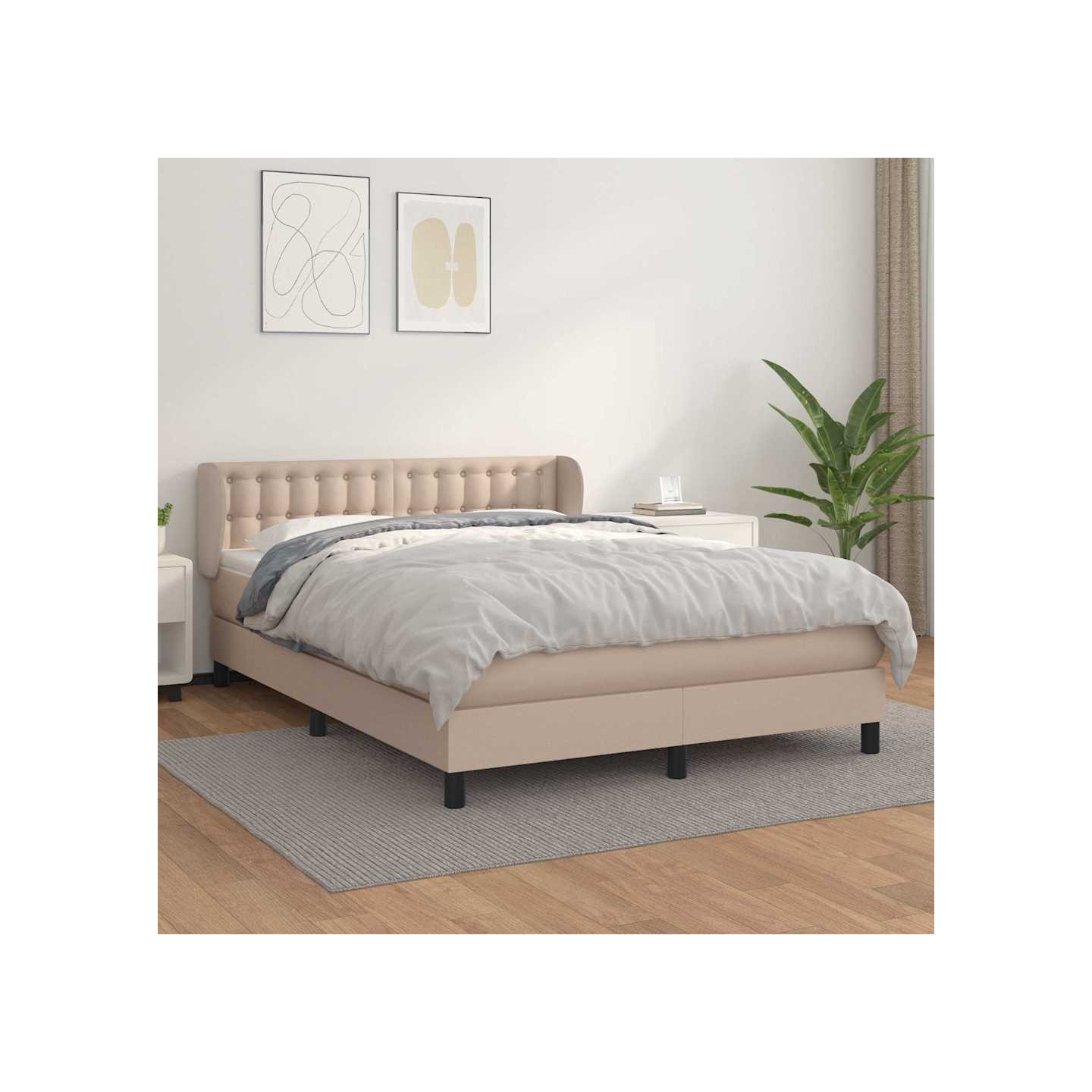 Sommier à lattes de lit avec matelas Cappuccino 140x190 cm