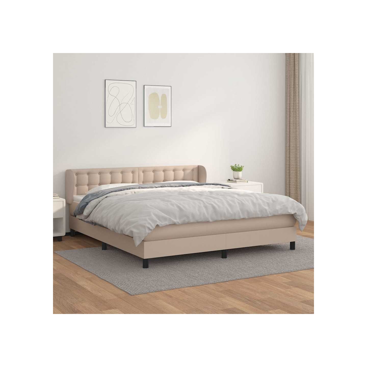 Sommier à lattes de lit avec matelas Cappuccino 160x200 cm
