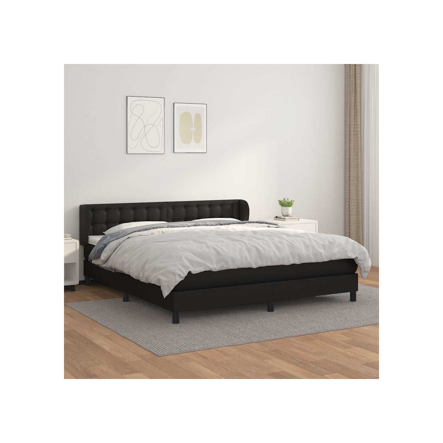 Sommier à lattes de lit avec matelas Noir 160x200 cm