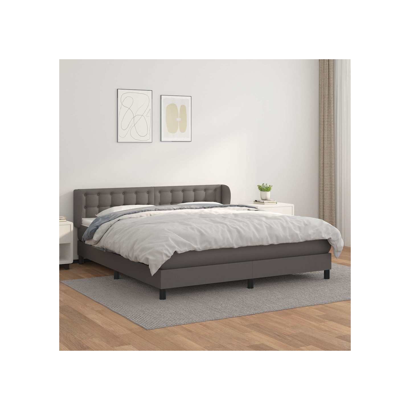 Sommier à lattes de lit avec matelas Gris 180x200 cm Similicuir