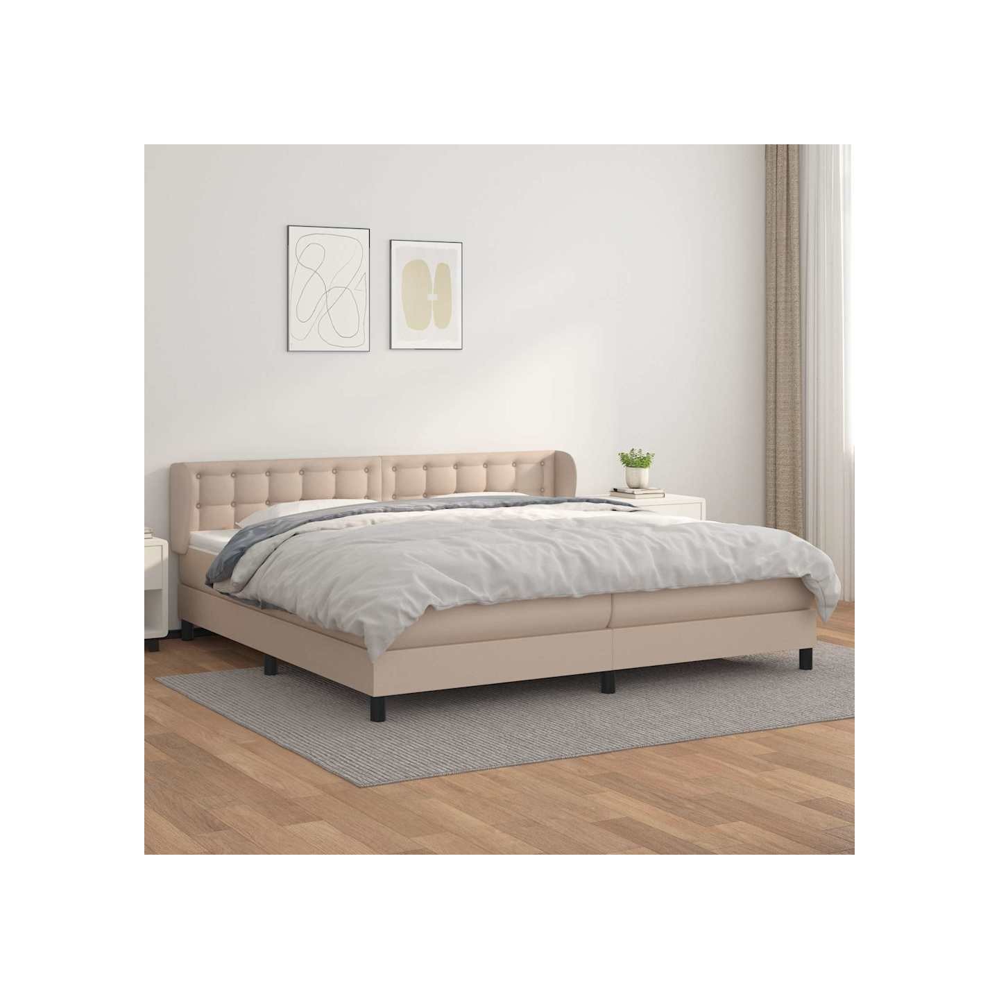 Sommier à lattes de lit avec matelas Cappuccino 200x200 cm