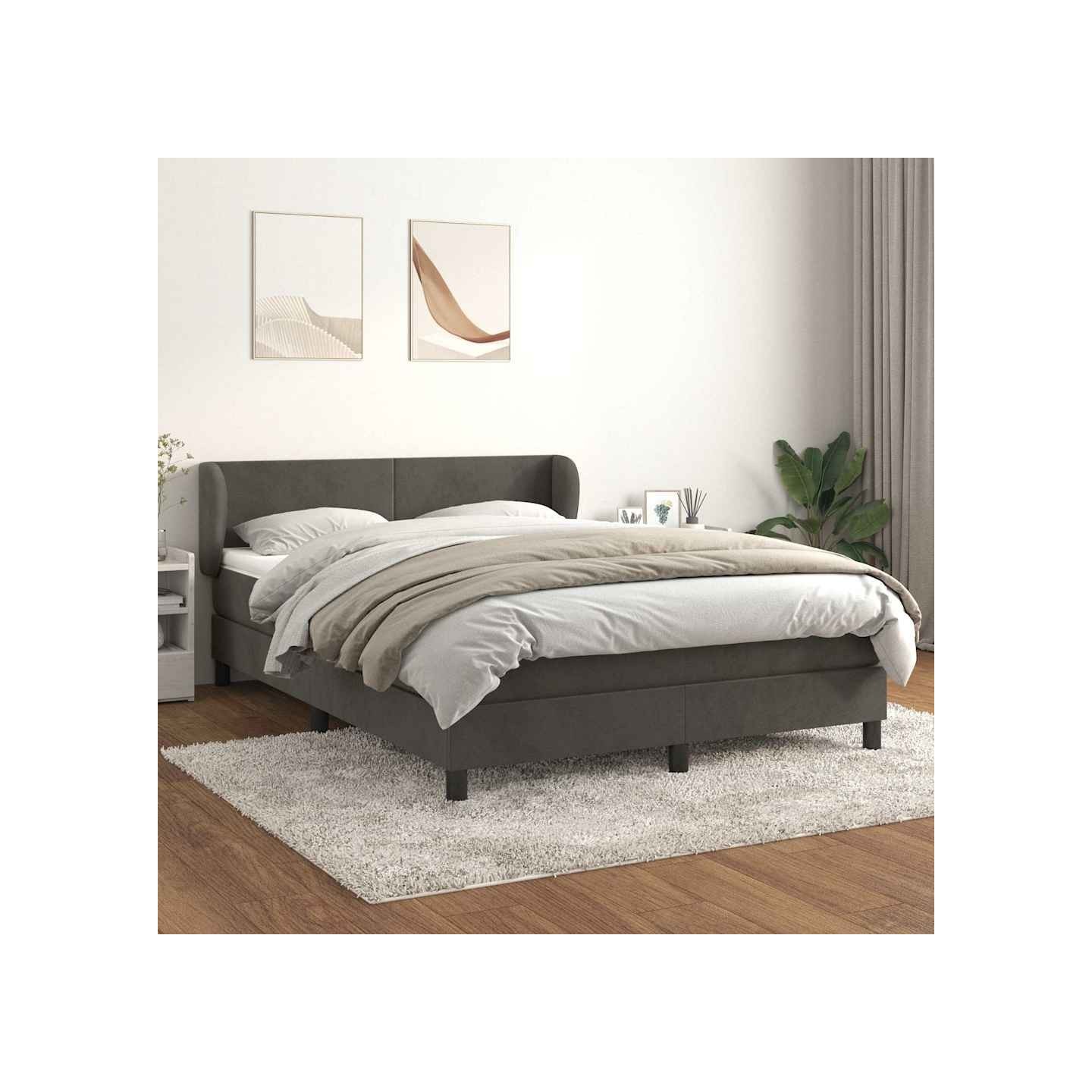 Sommier à lattes de lit et matelas Gris foncé 140x190cm Velours