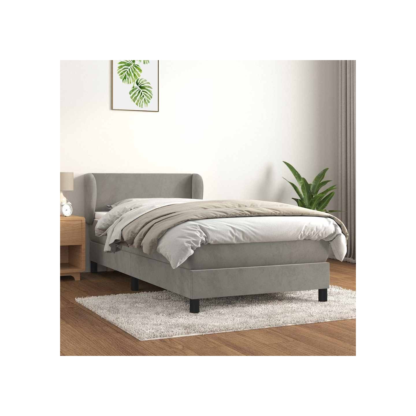Sommier à lattes de lit et matelas Gris clair 100x200cm Velours