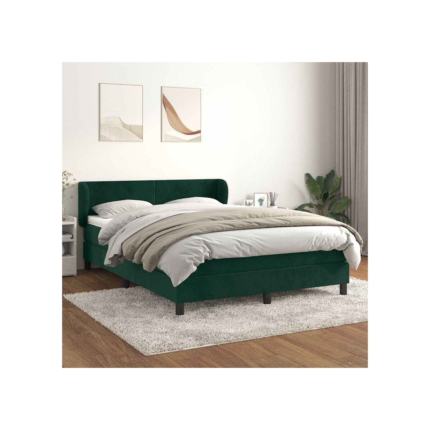 Sommier à lattes de lit et matelas Vert foncé 140x190cm Velours