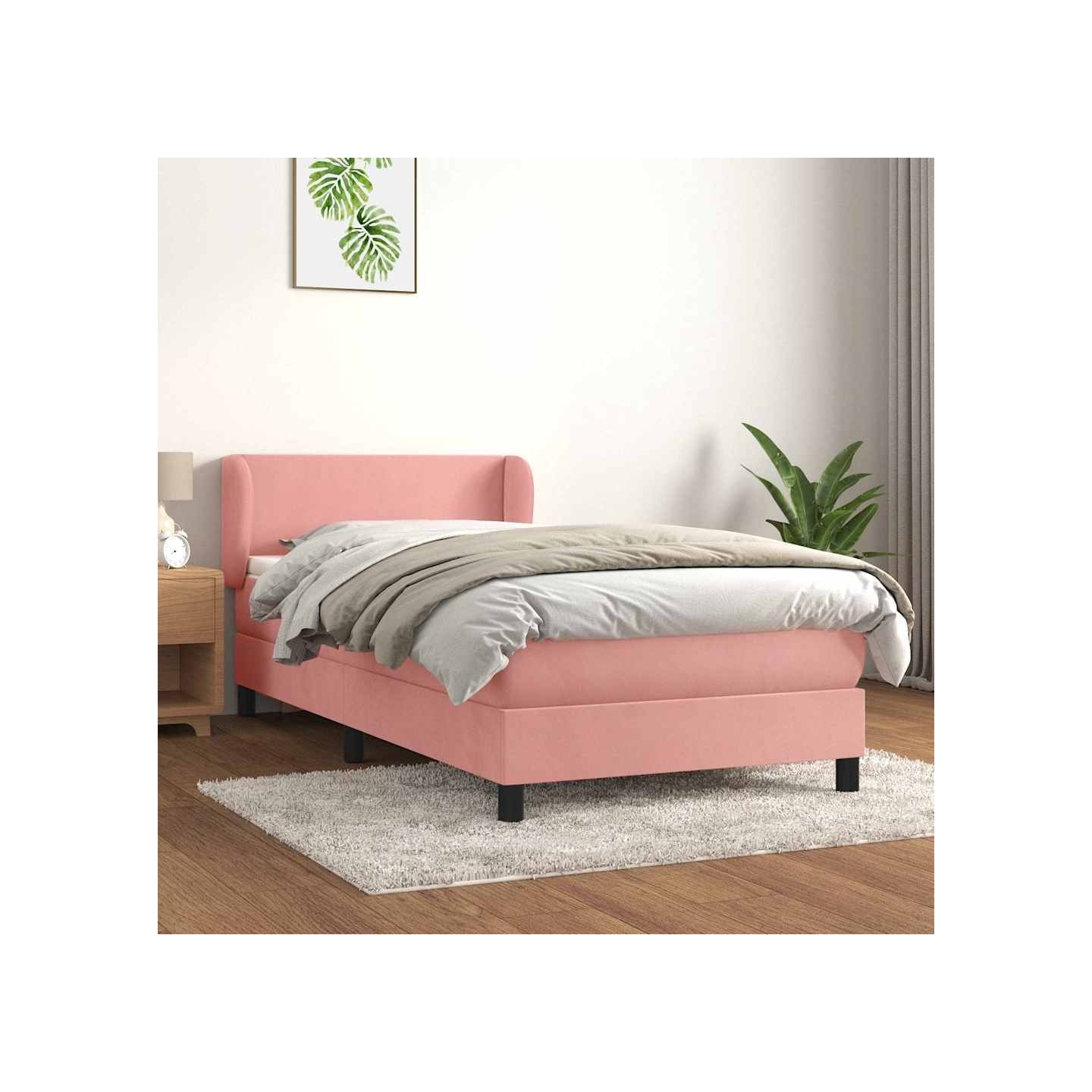 Sommier à lattes de lit avec matelas Rose 100x200 cm Velours
