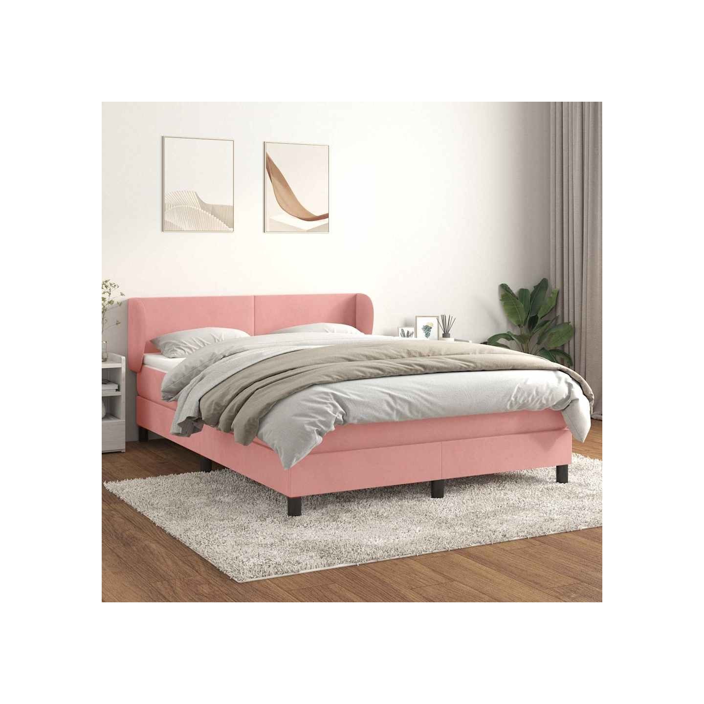 Sommier à lattes de lit avec matelas Rose 140x190 cm Velours